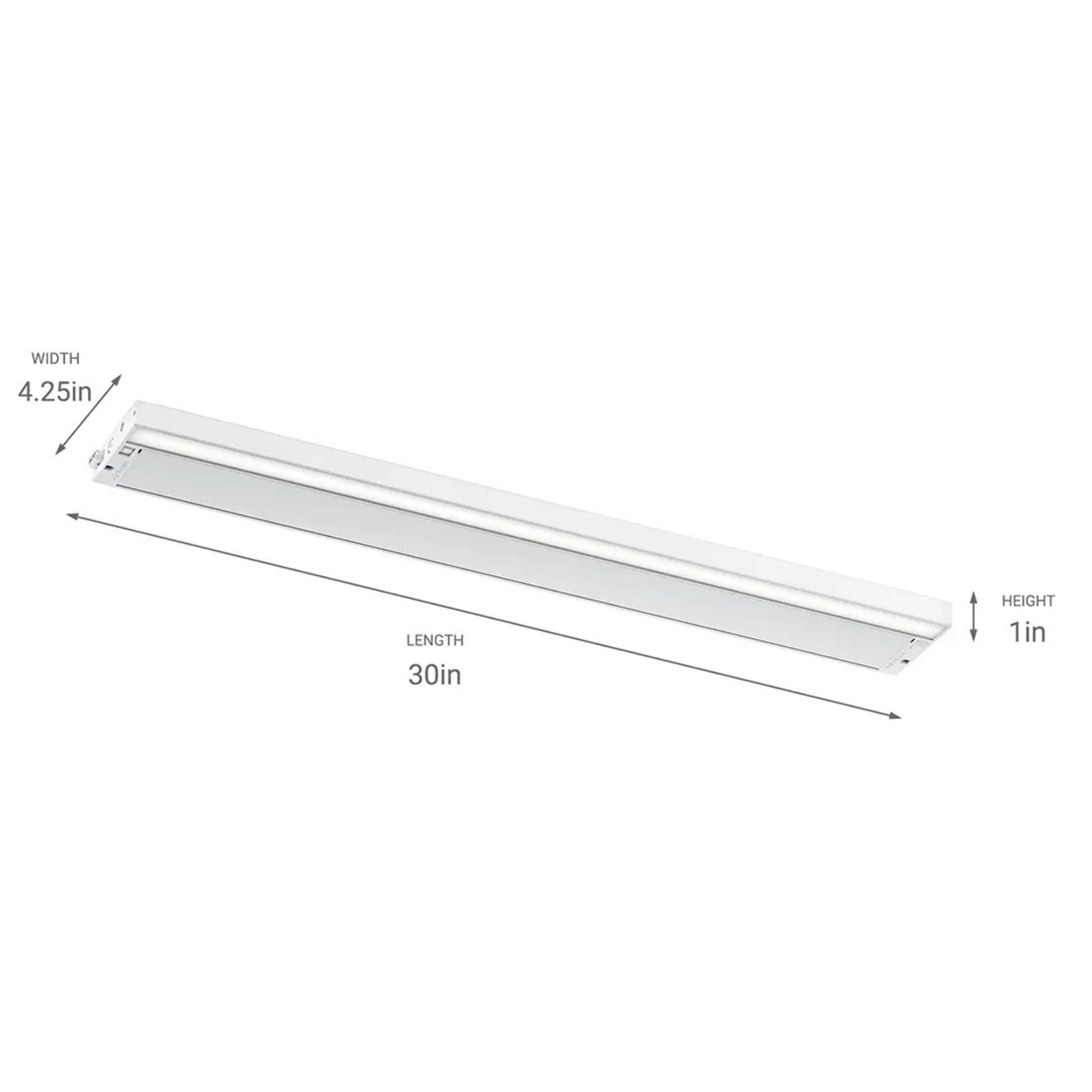 6U Series 30-Inch 120V LED Under Cabinet Light, 2700K/3000K, White