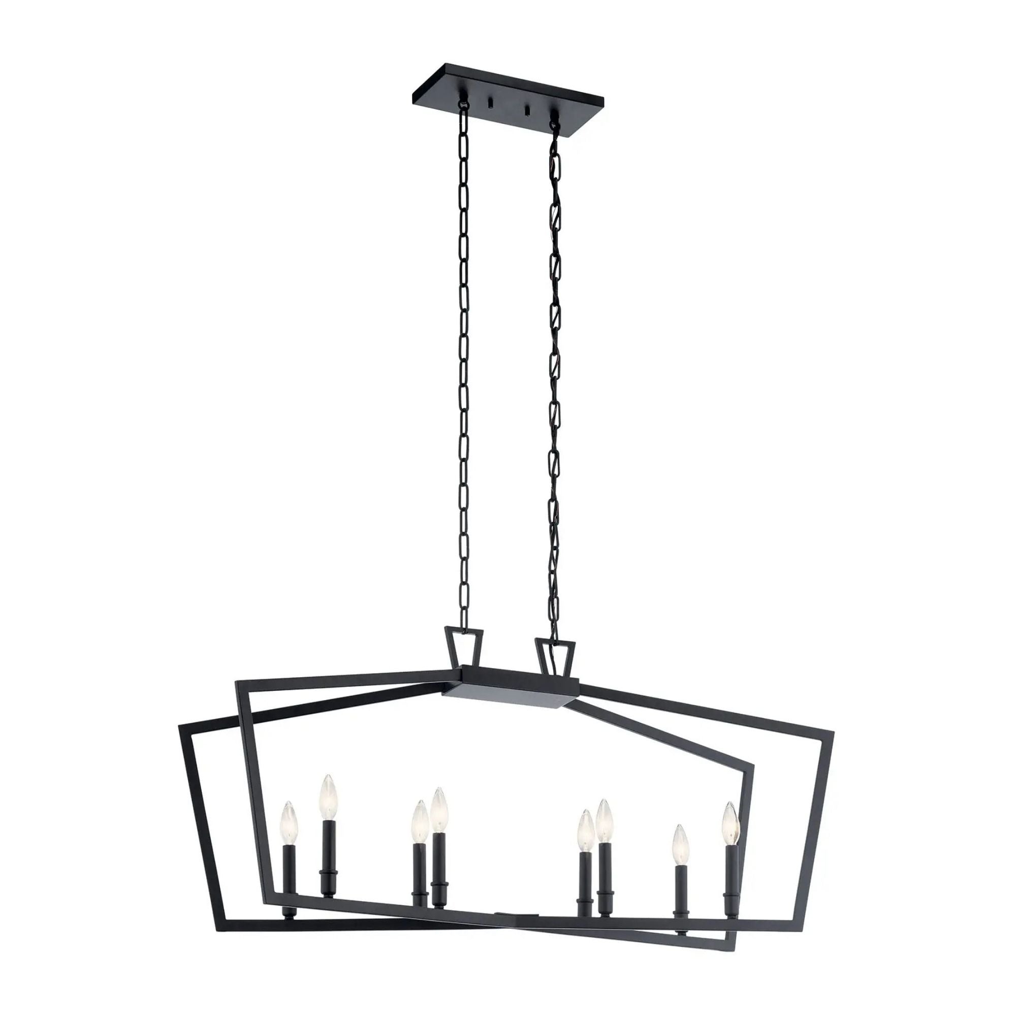 Abbotswell 42" 8-Light Linear Chandelier, Black Finish