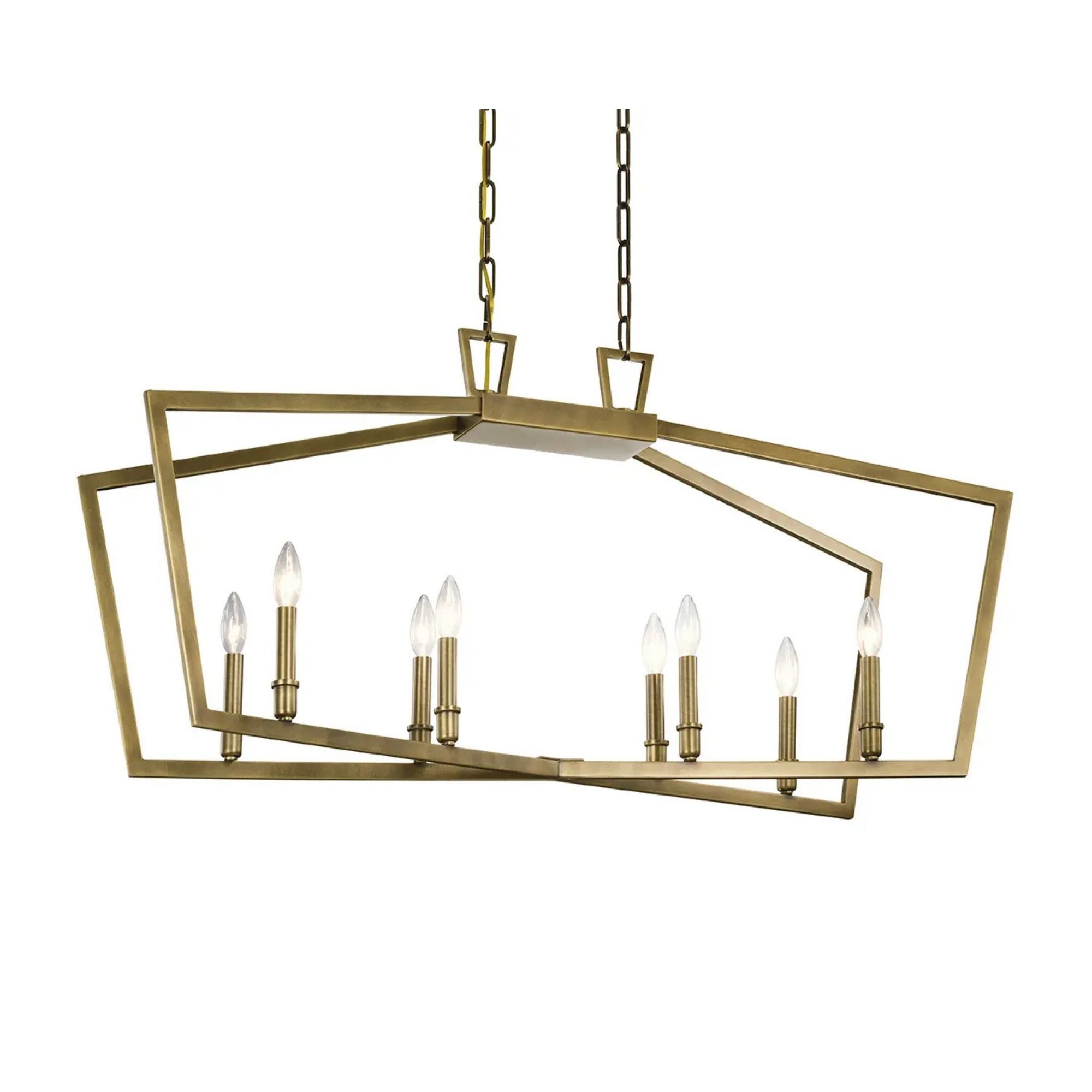 Abbotswell 42" 8-Light Linear Chandelier, Natural Brass Finish