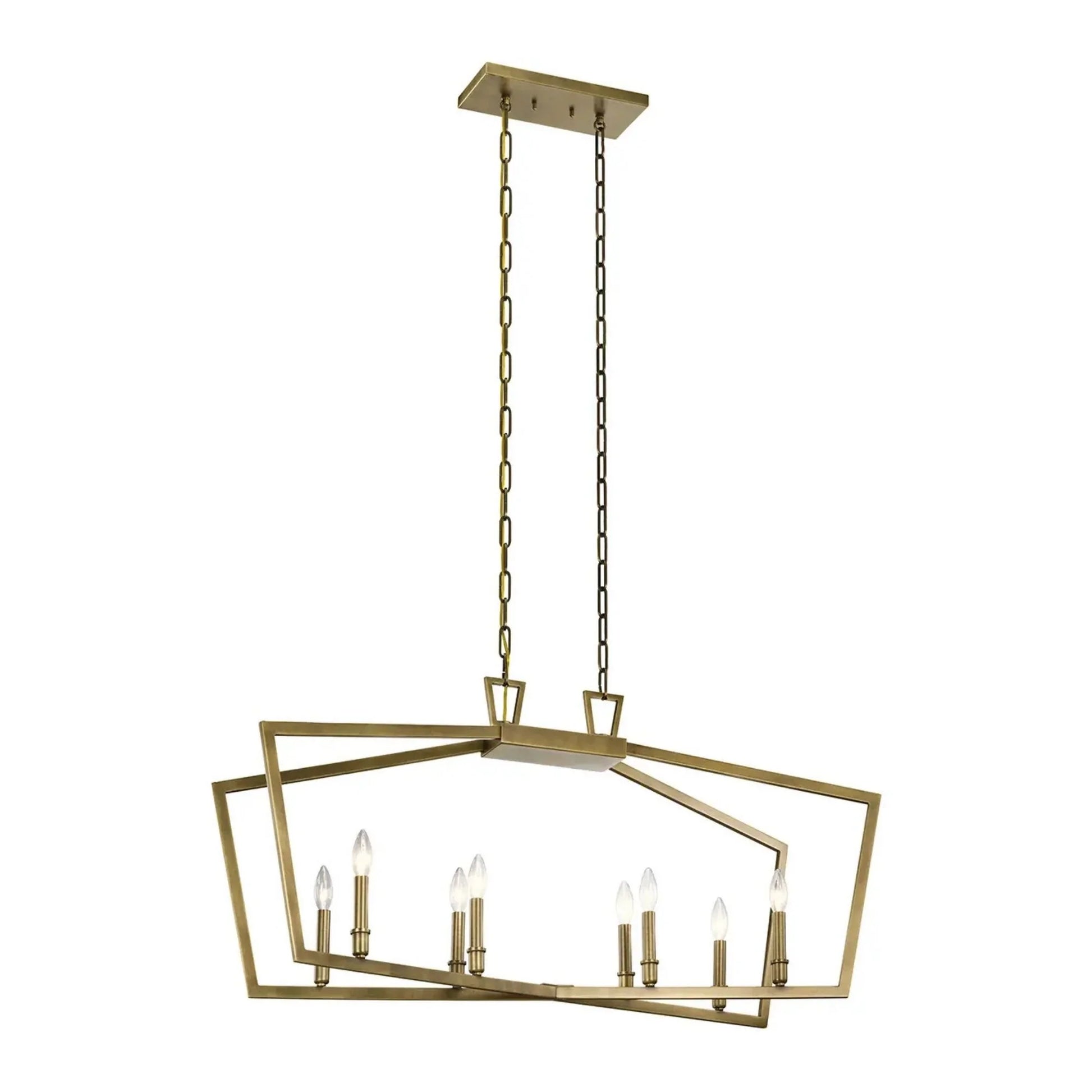 Abbotswell 42" 8-Light Linear Chandelier, Natural Brass Finish - Bees Lighting