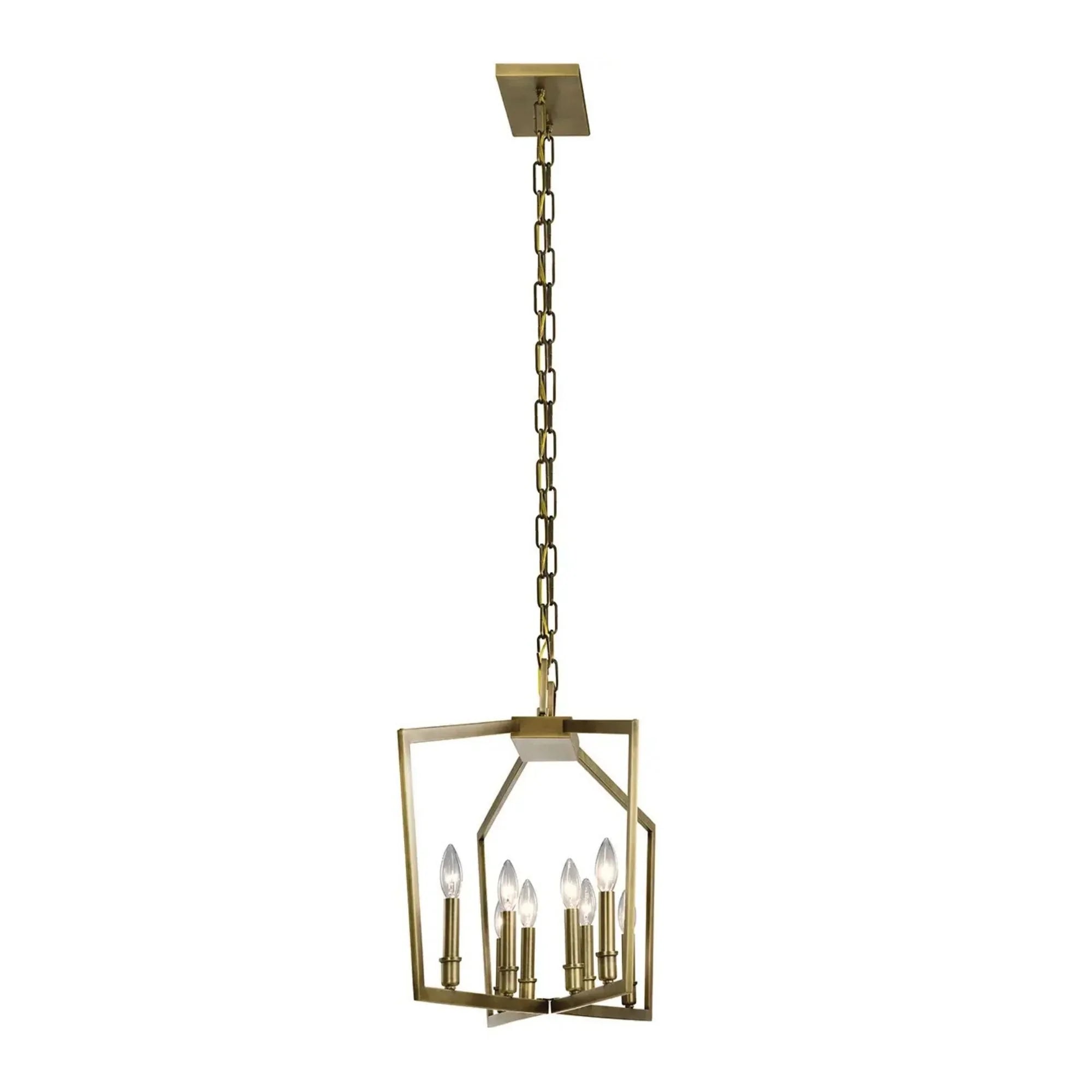 Abbotswell 42" 8-Light Linear Chandelier, Natural Brass Finish - Bees Lighting
