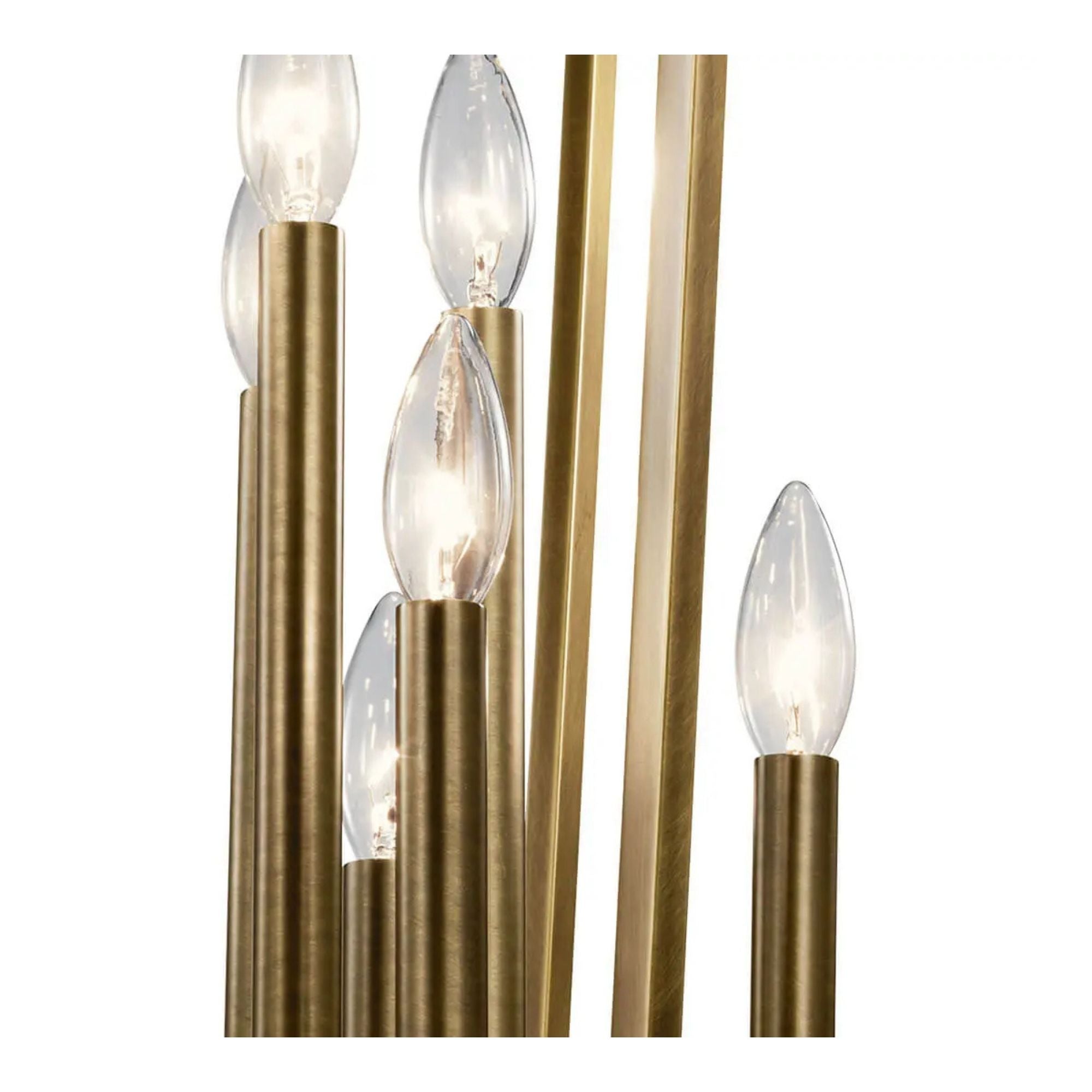 Abbotswell 30" 12-Light Foyer Chandelier, Natural Brass Finish - Bees Lighting
