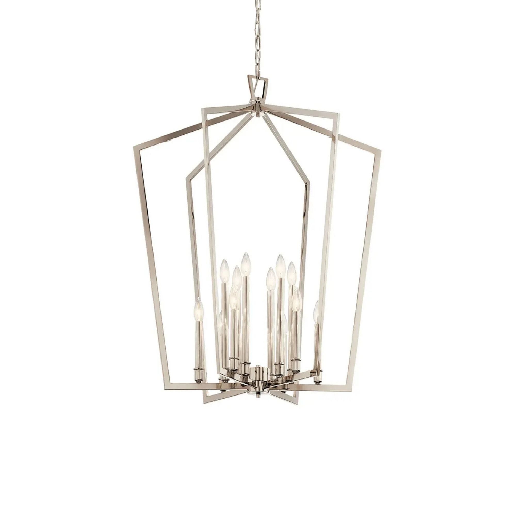 Abbotswell 30" 12-Light Foyer Chandelier, Polished Nickel Finish