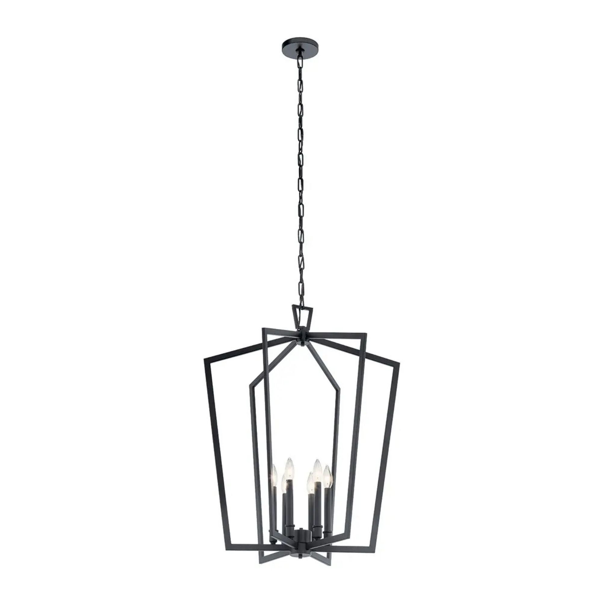 Abbotswell 25" 6-Light Foyer Pendant, Black Finish