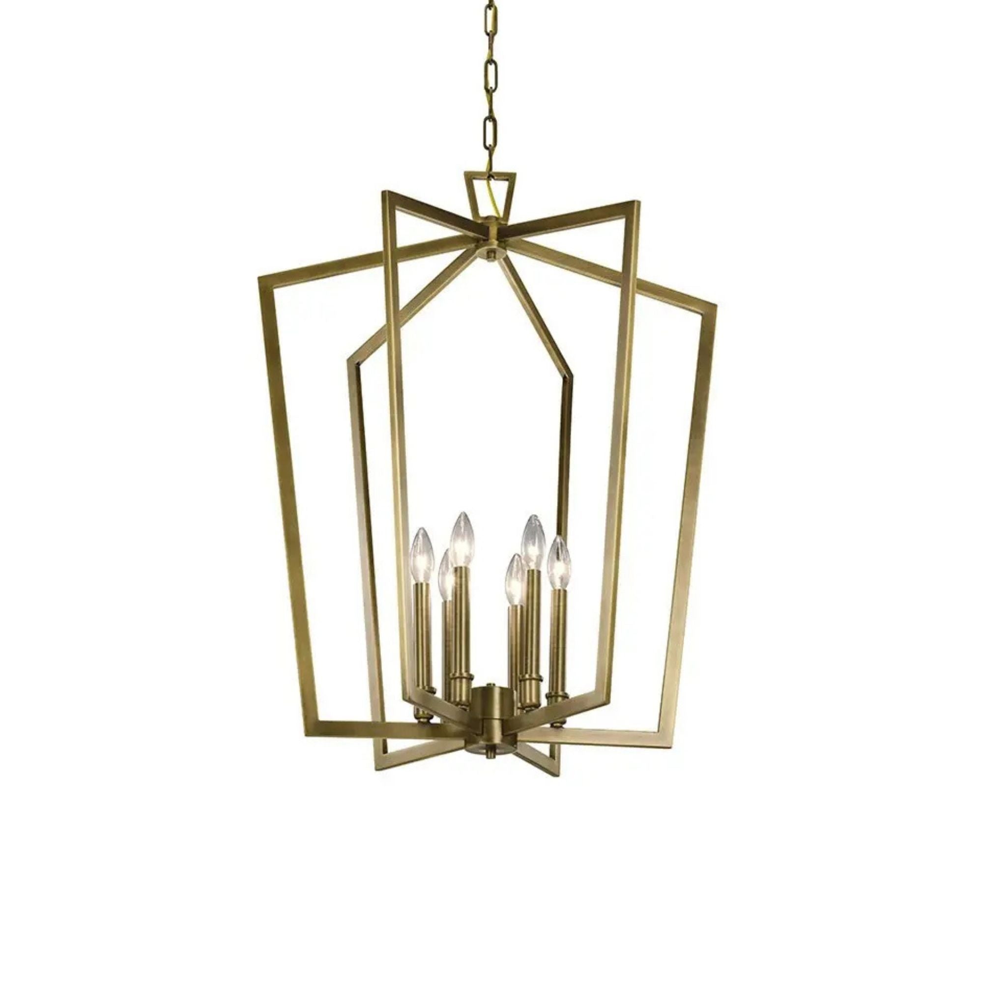 Abbotswell 25" 6-Light Foyer Pendant, Natural Brass Finish