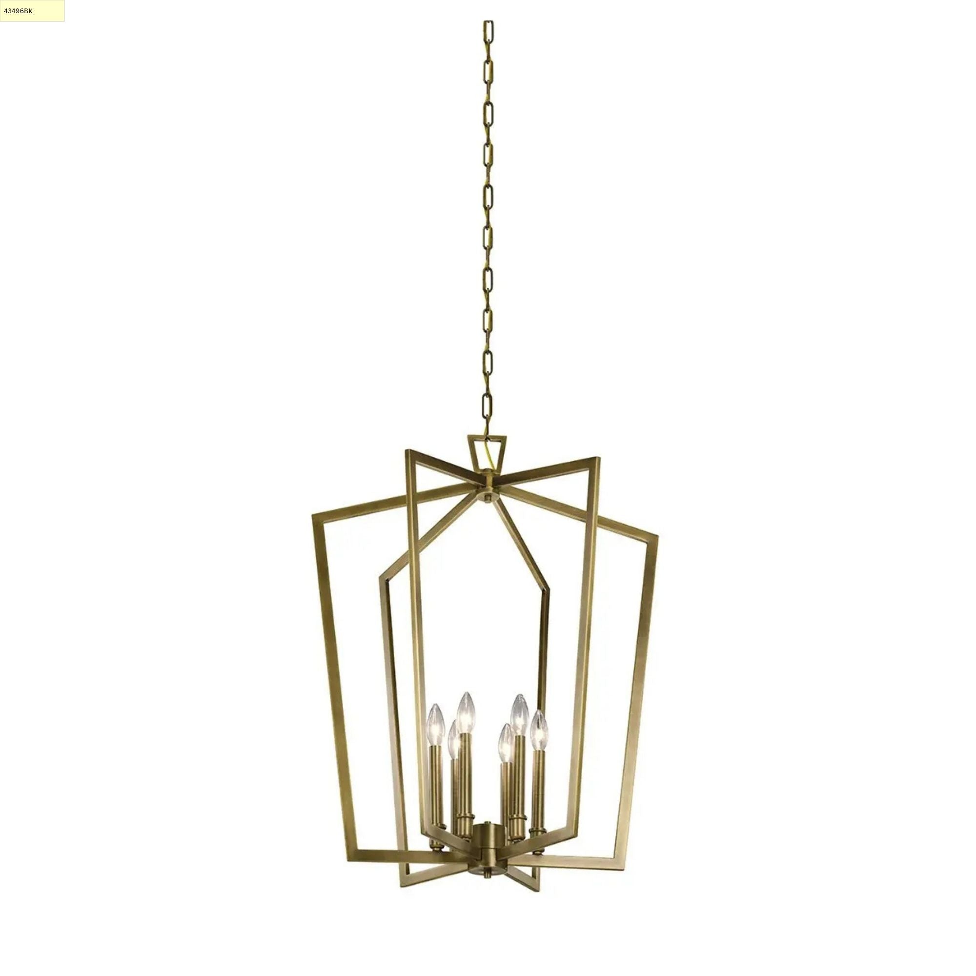 Abbotswell 25" 6-Light Foyer Pendant, Natural Brass Finish