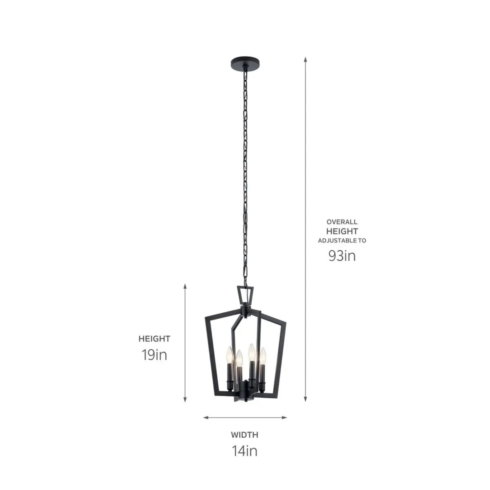 Abbotswell 14" 4-Light Pendant, Black Finish