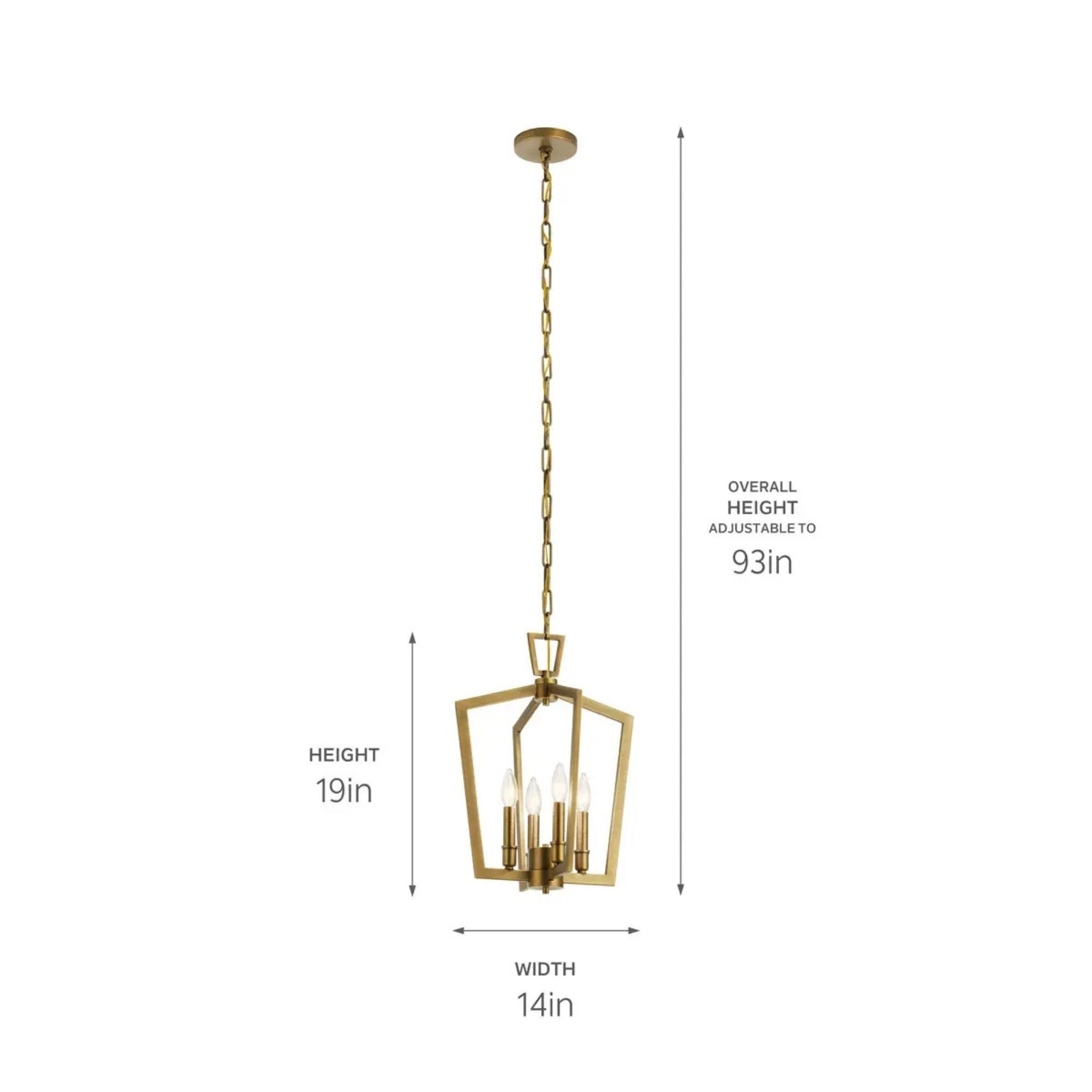 Abbotswell 14" 4-Light Pendant, Natural Brass Finish