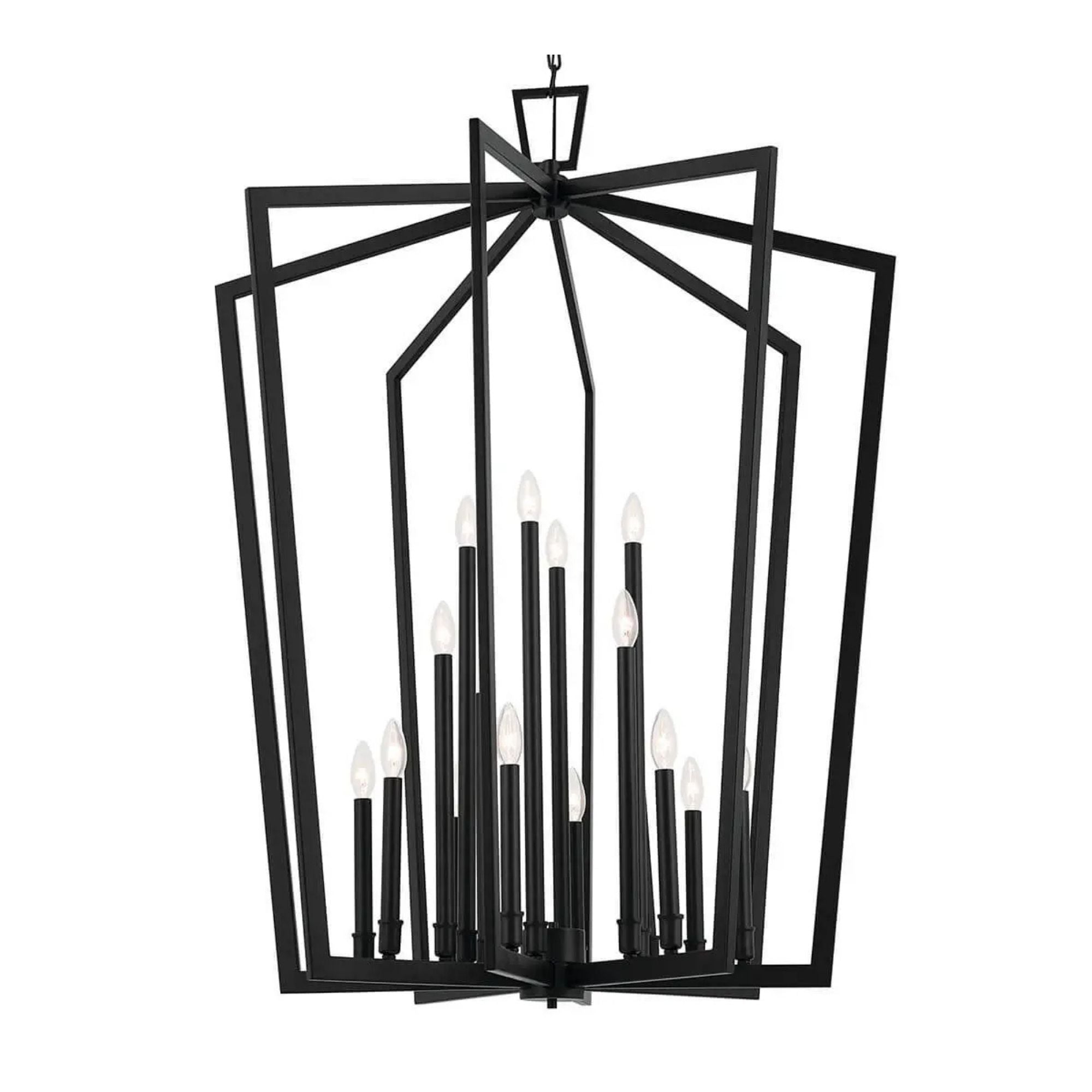 Abbotswell 37" 16 Light Foyer Pendant, Black Finish