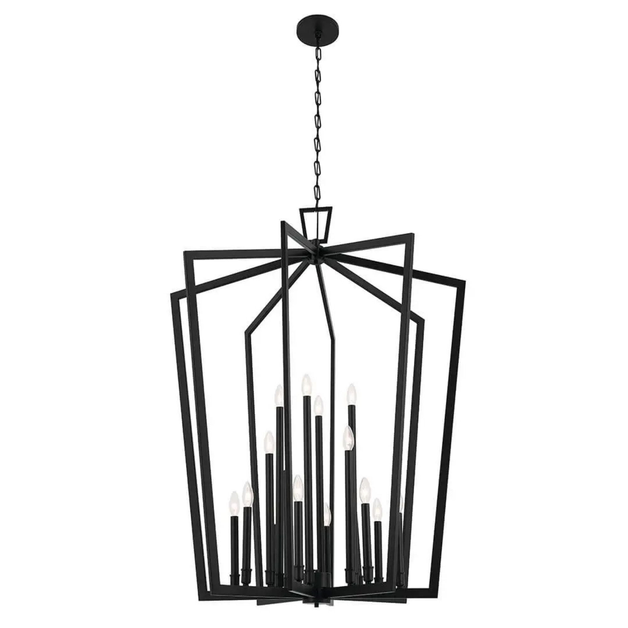 Abbotswell 37" 16 Light Foyer Pendant, Black Finish