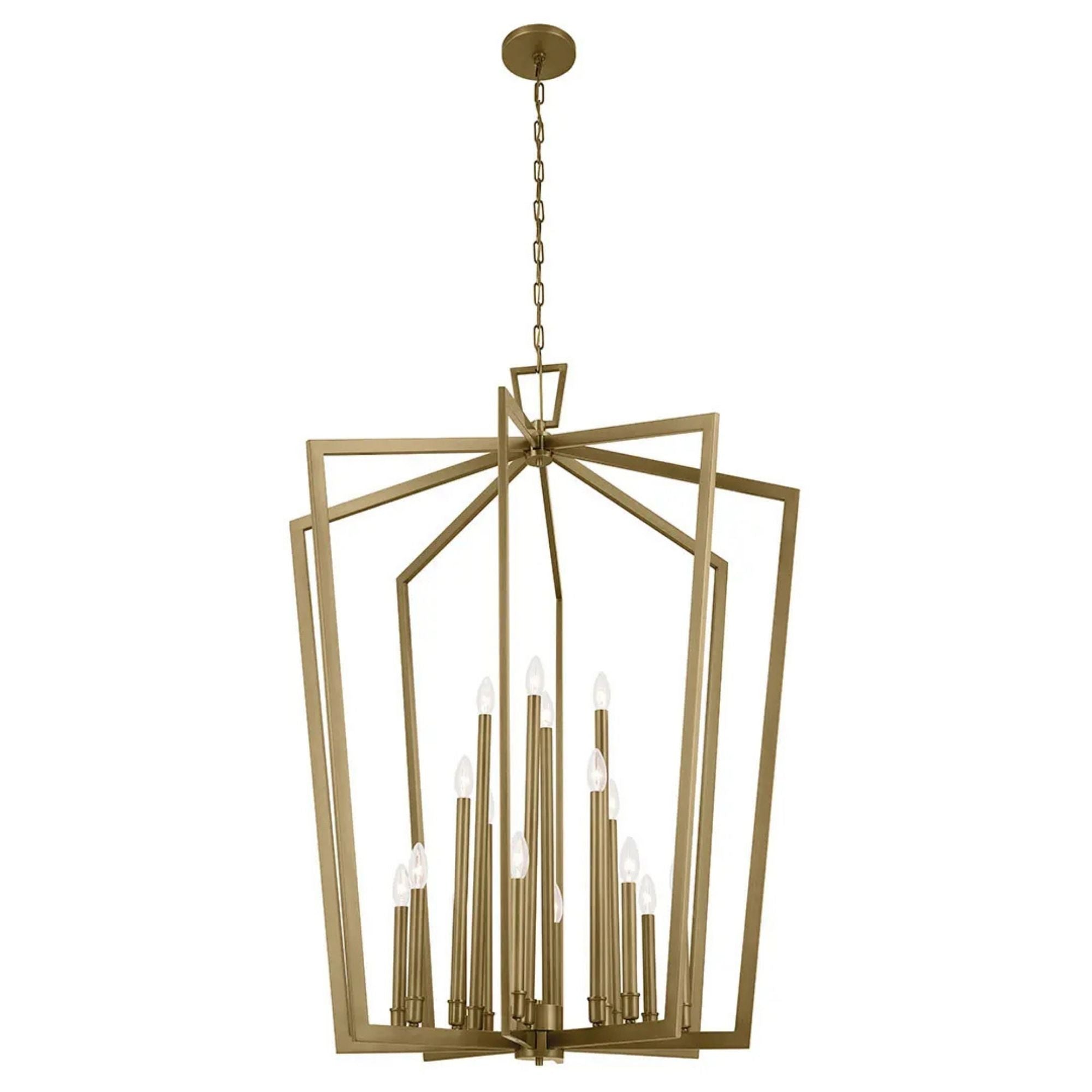 Abbotswell 37" 16-Light Foyer Pendant, Natural Brass Finish