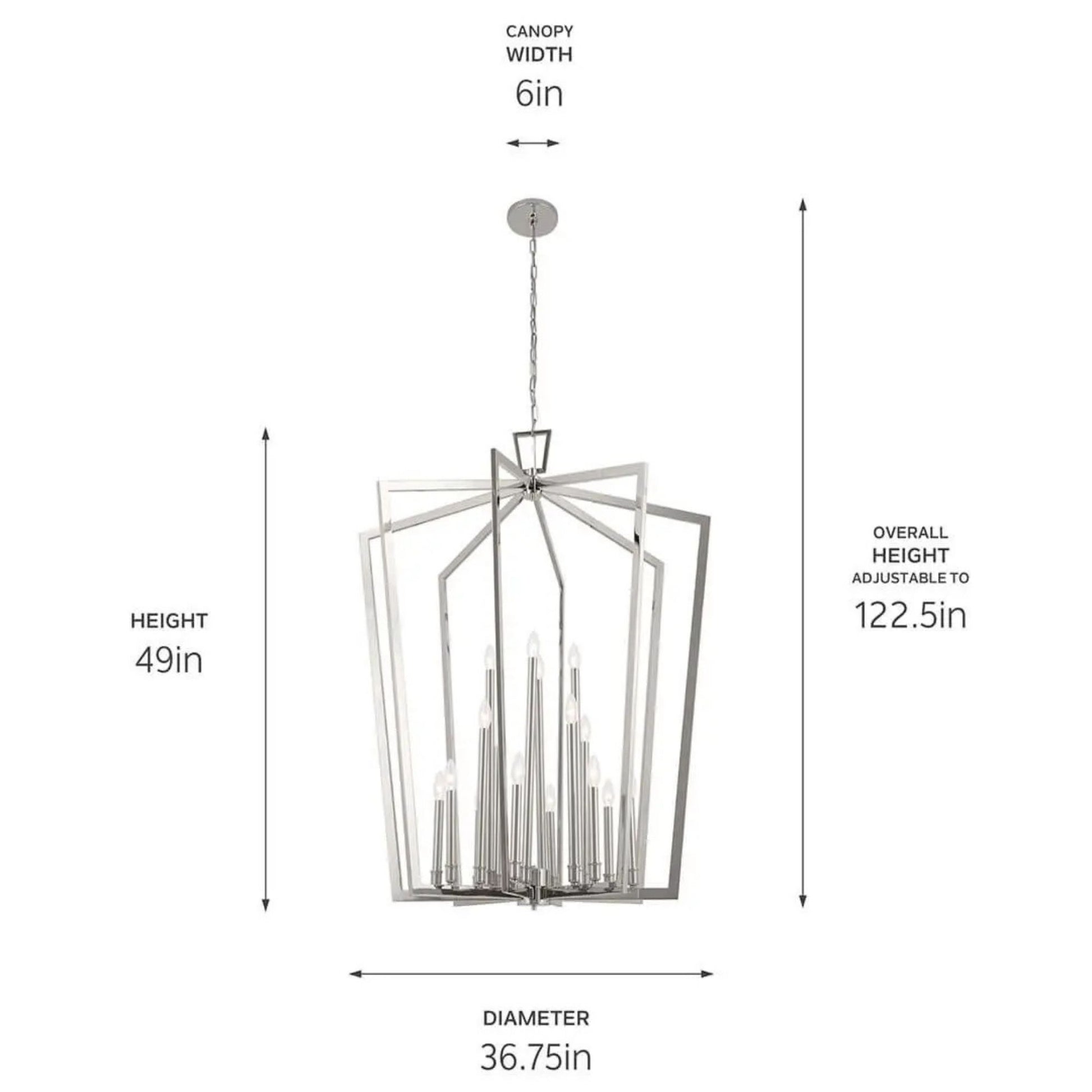 Abbotswell 37" 16 Light Foyer Pendant, Polished Nickel Finish - Bees Lighting