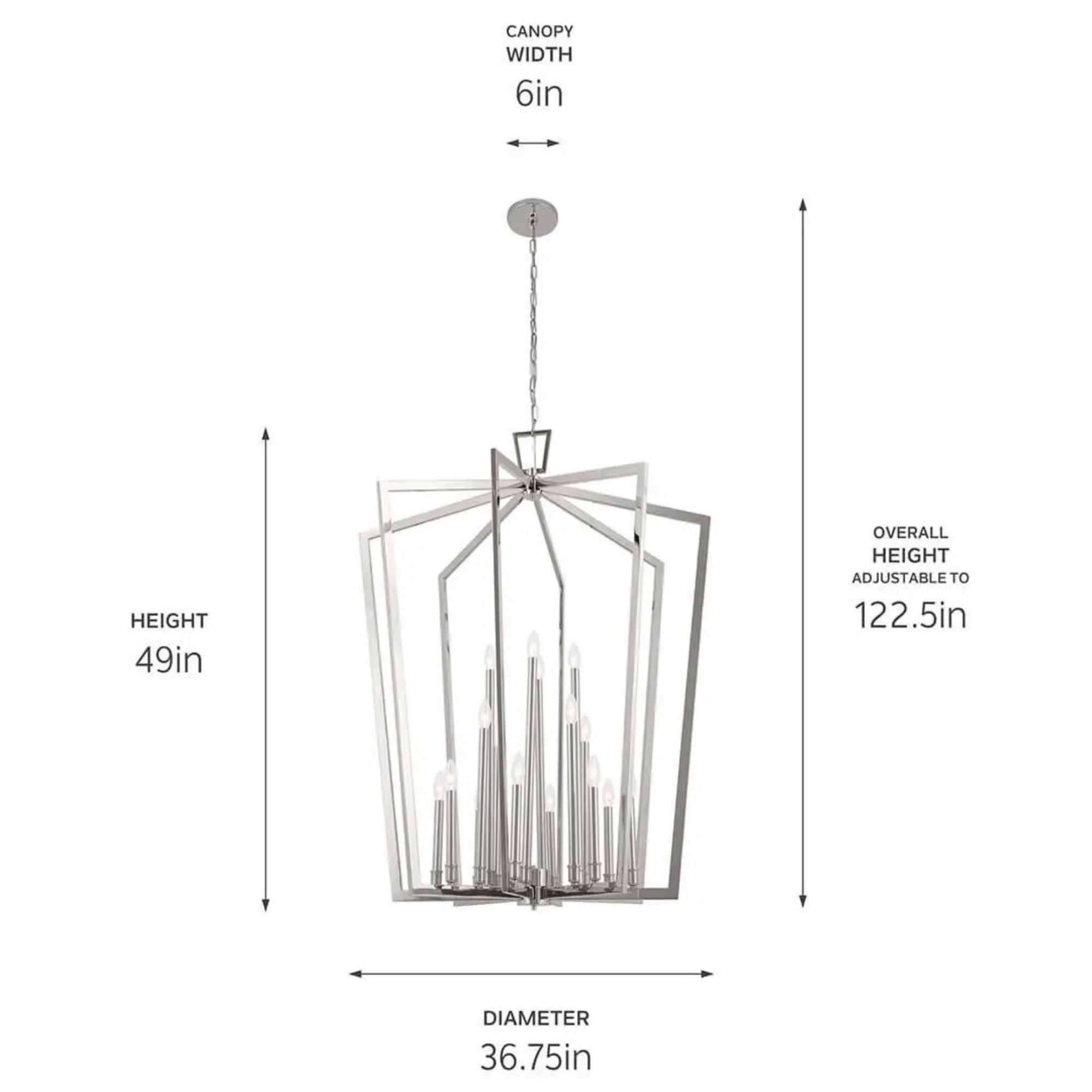 Abbotswell 37" 16 Light Foyer Pendant, Polished Nickel Finish - Bees Lighting