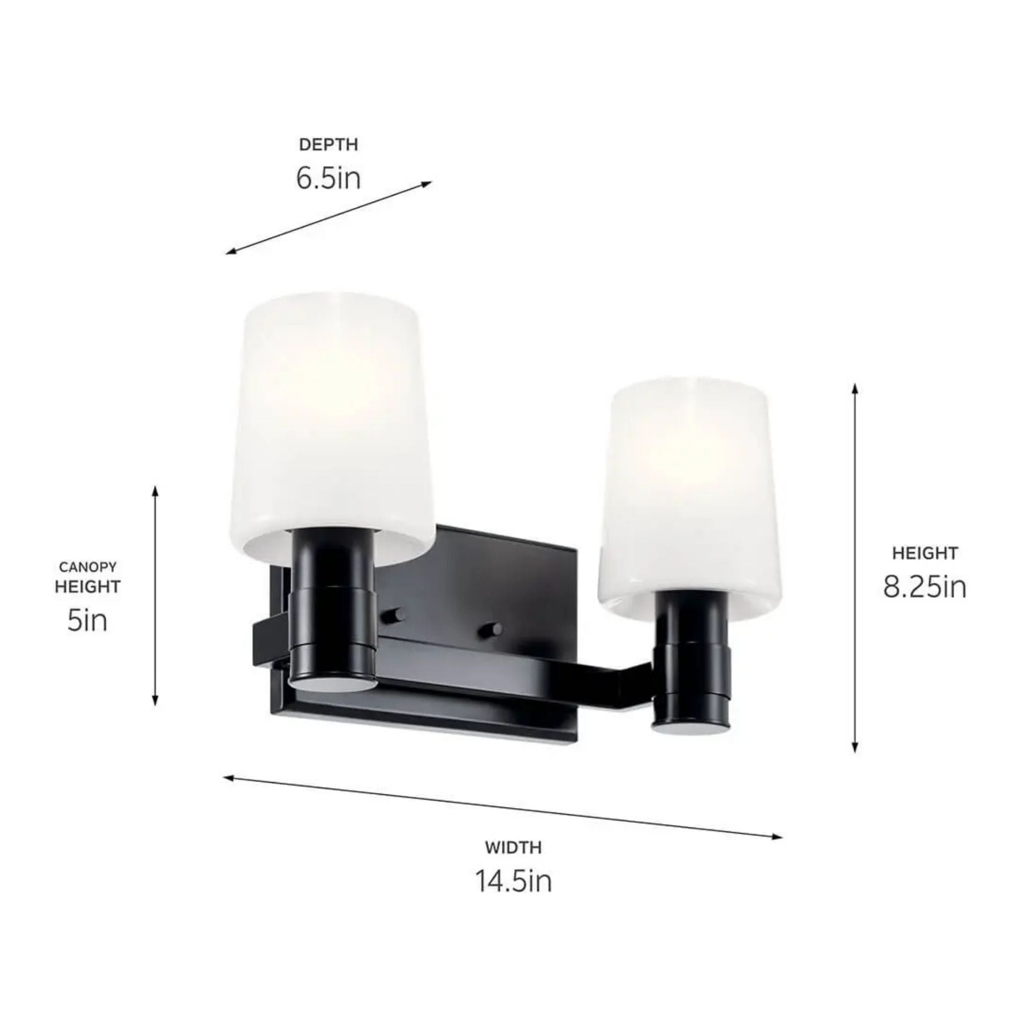 Adani 15" 2-Light Vanity Light, Black Finish