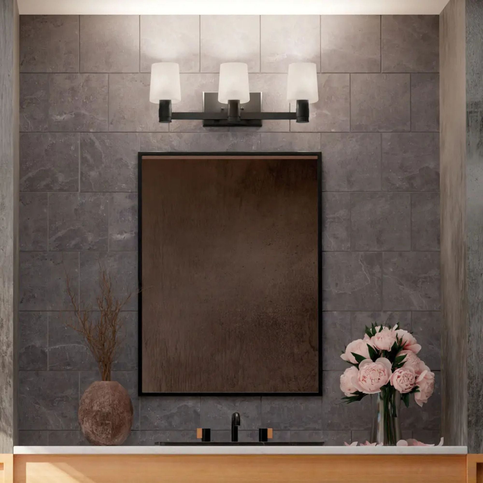 Adani 24" 3-Light Vanity Light, Black Finish