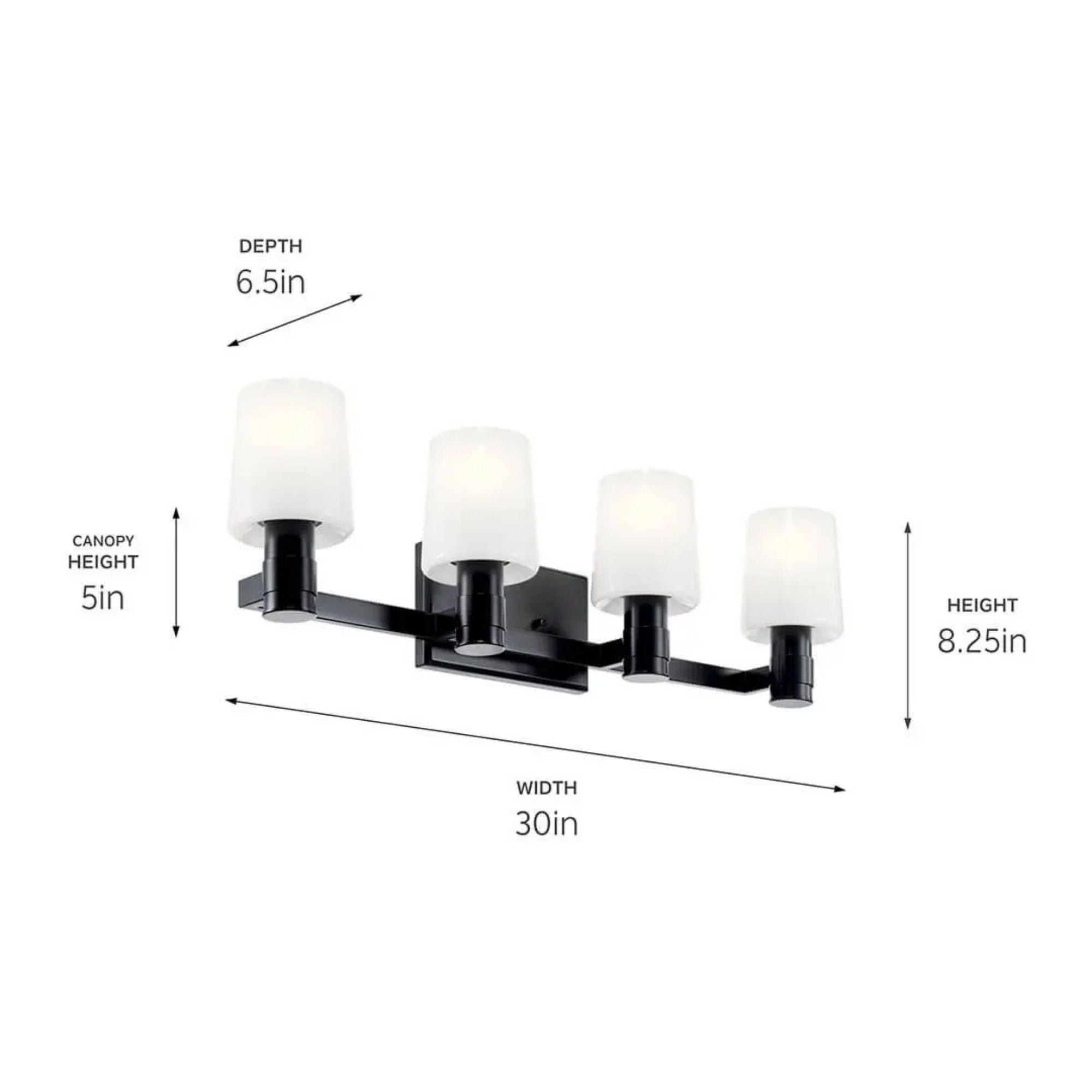 Adani 30" 4-Light Vanity Light, Black Finish