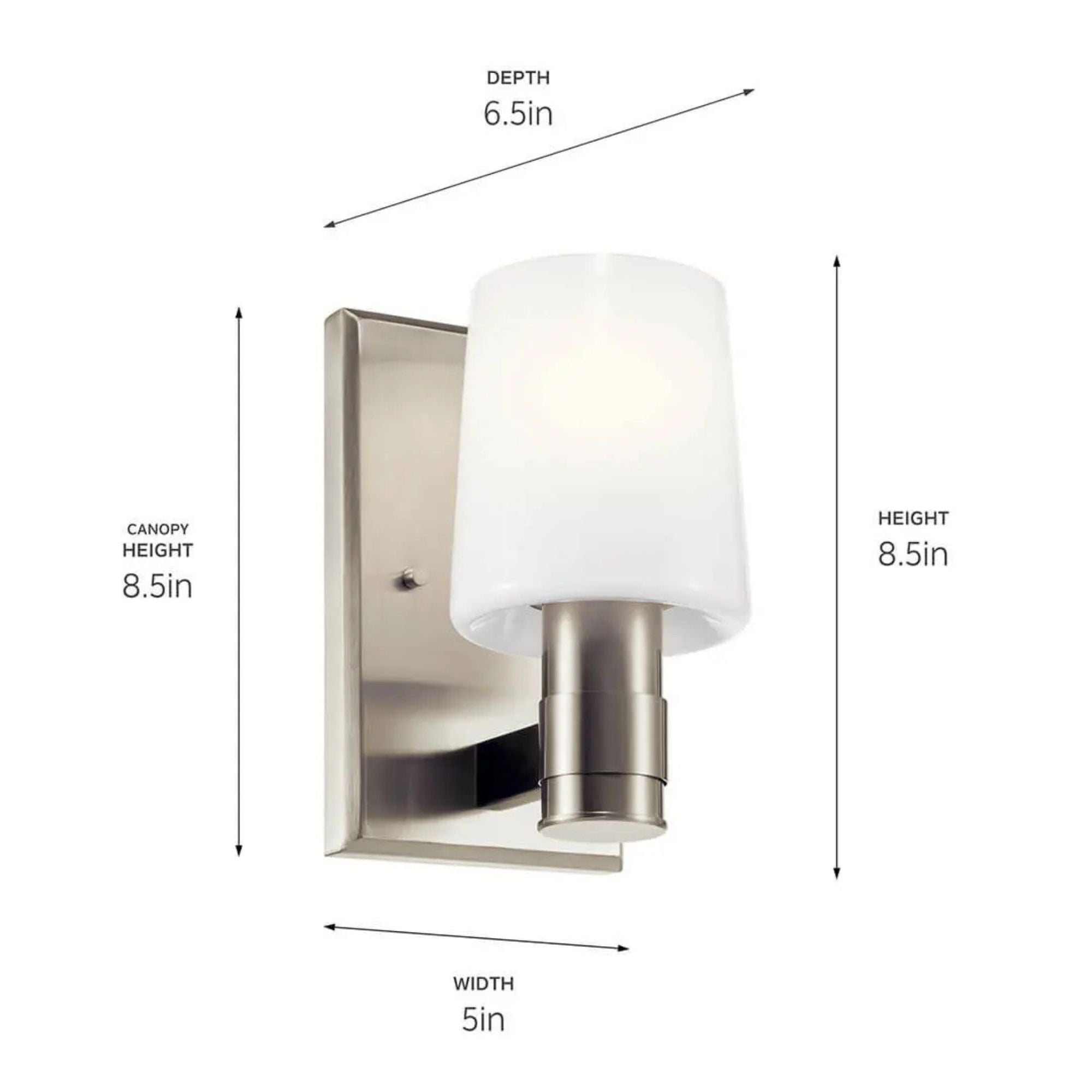 Adani 5" Wall Sconce, Brushed Nickel Finish