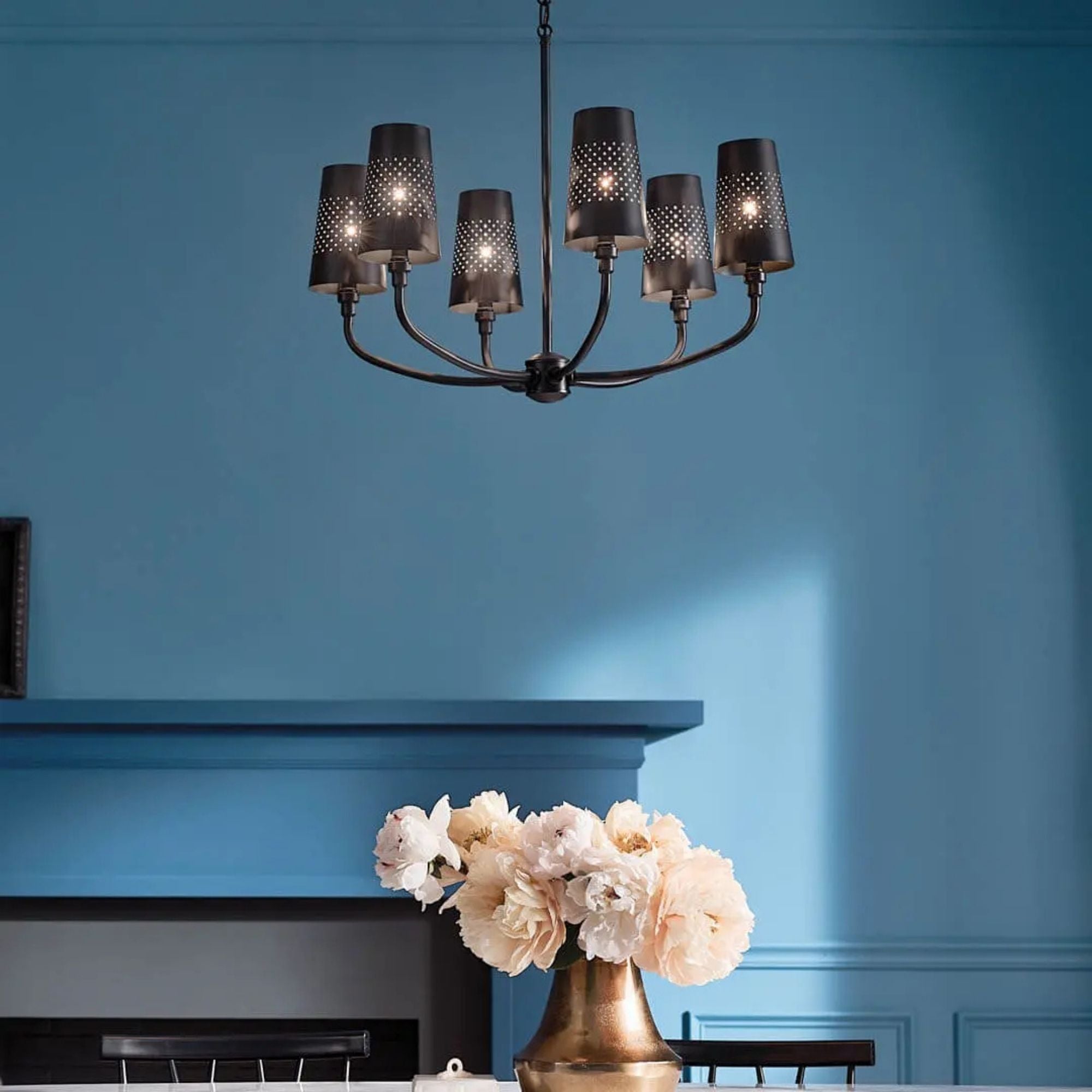 Adeena 27" 6-Light Chandelier, Black Finish - Bees Lighting