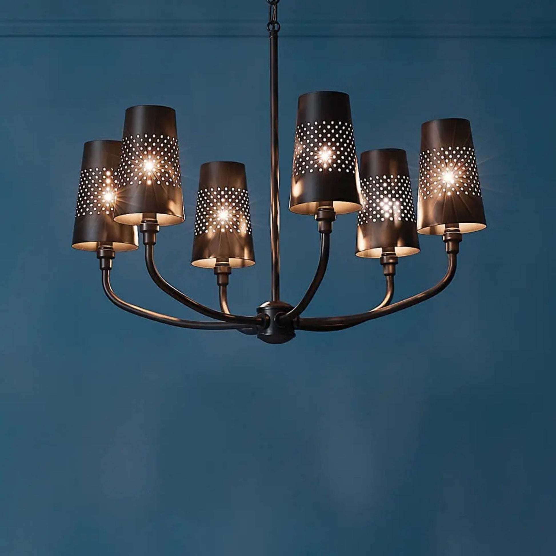 Adeena 27" 6-Light Chandelier, Black Finish - Bees Lighting