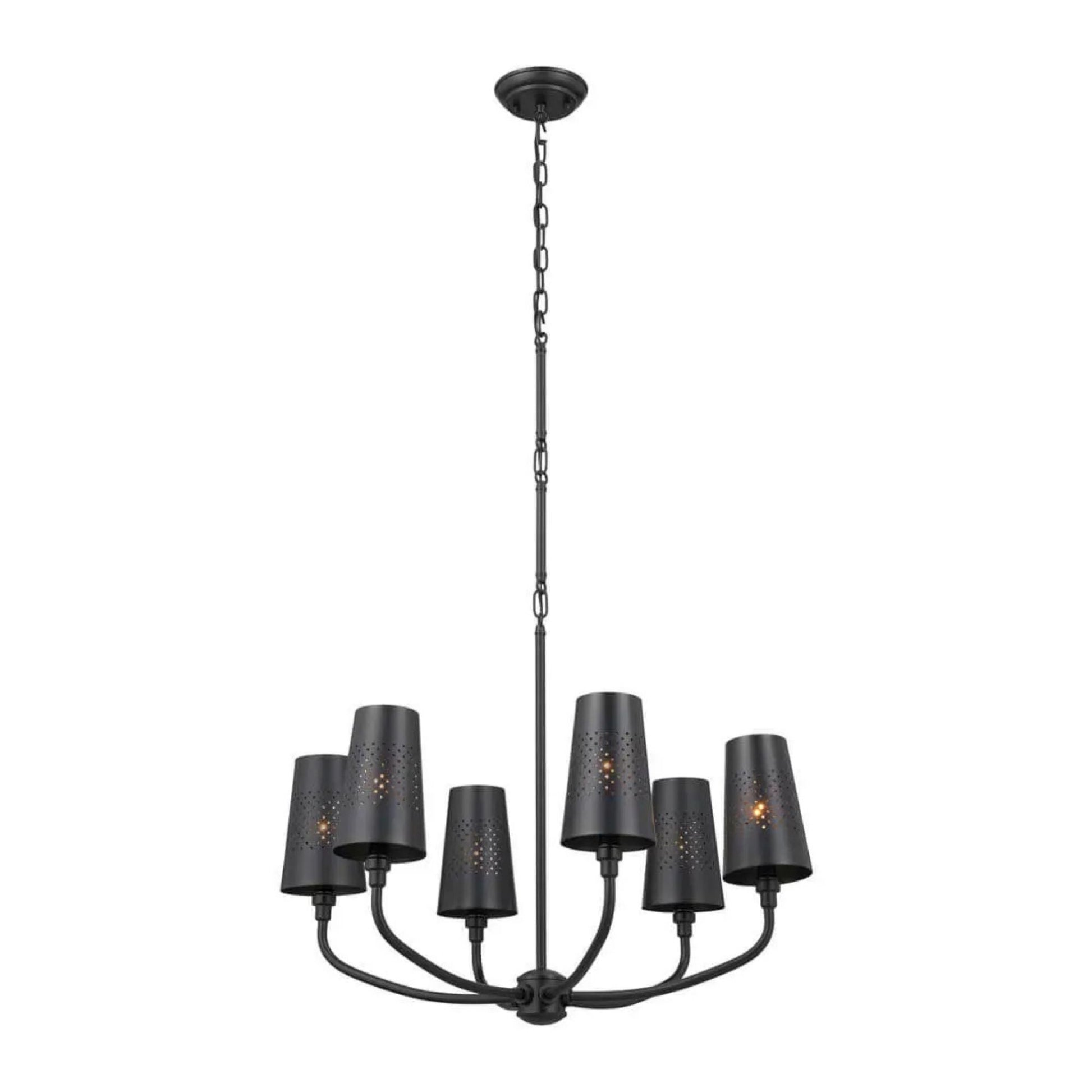 Adeena 27" 6-Light Chandelier, Black Finish - Bees Lighting