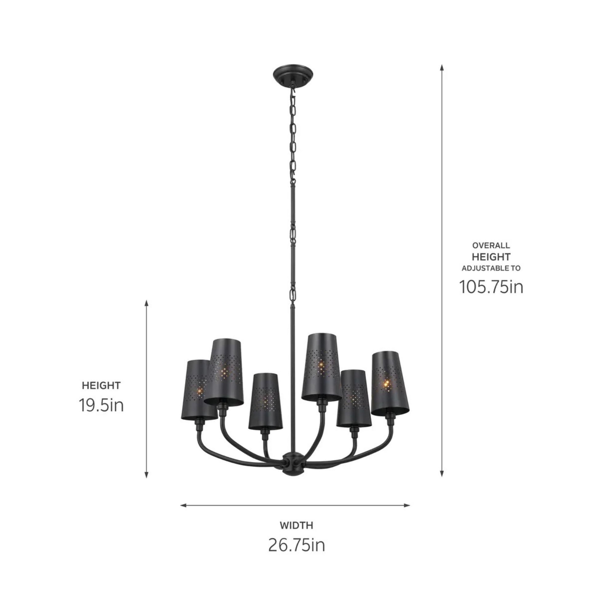 Adeena 27" 6-Light Chandelier, Black Finish - Bees Lighting