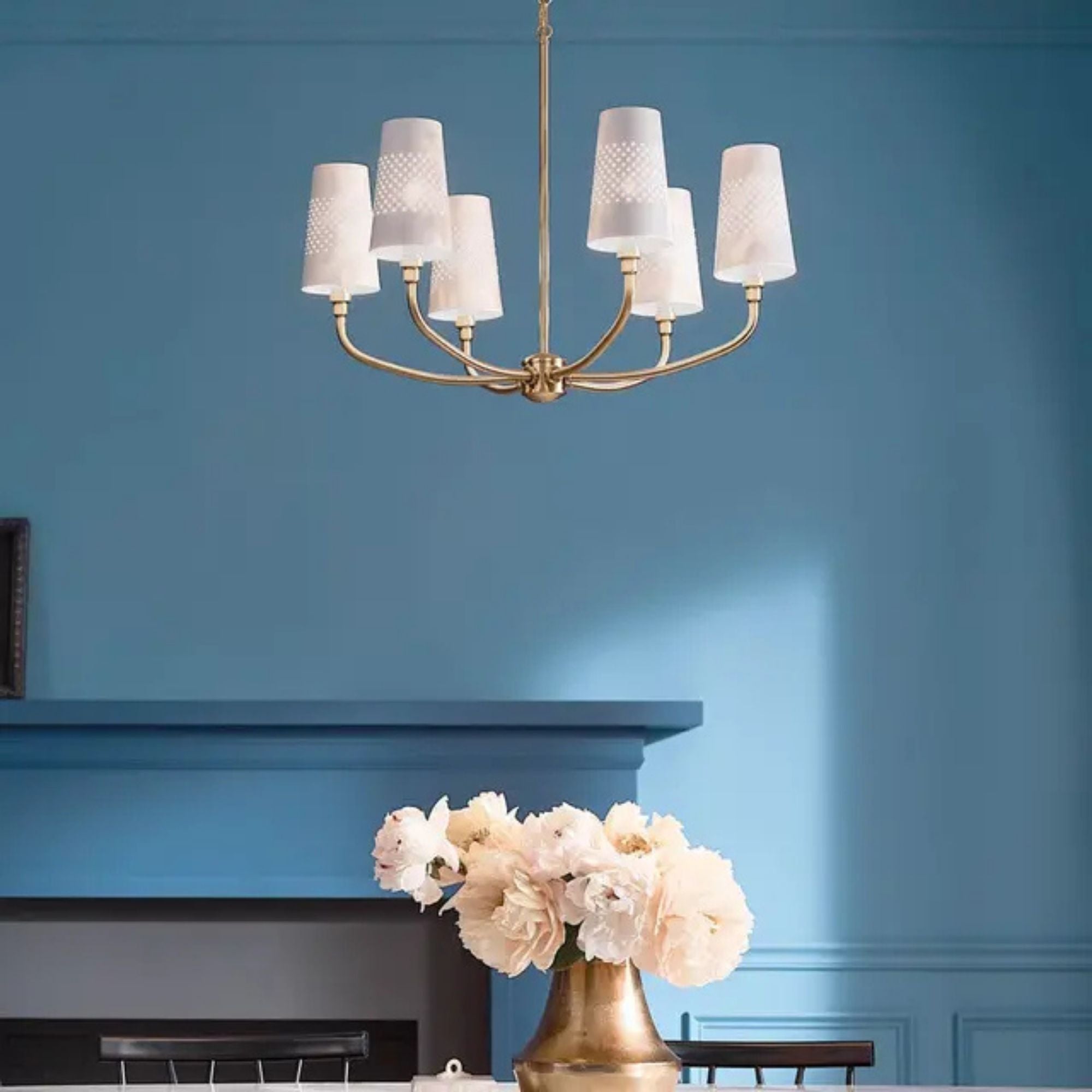 Adeena 27" 6-Light Chandelier, Brushed Natural Brass Finish