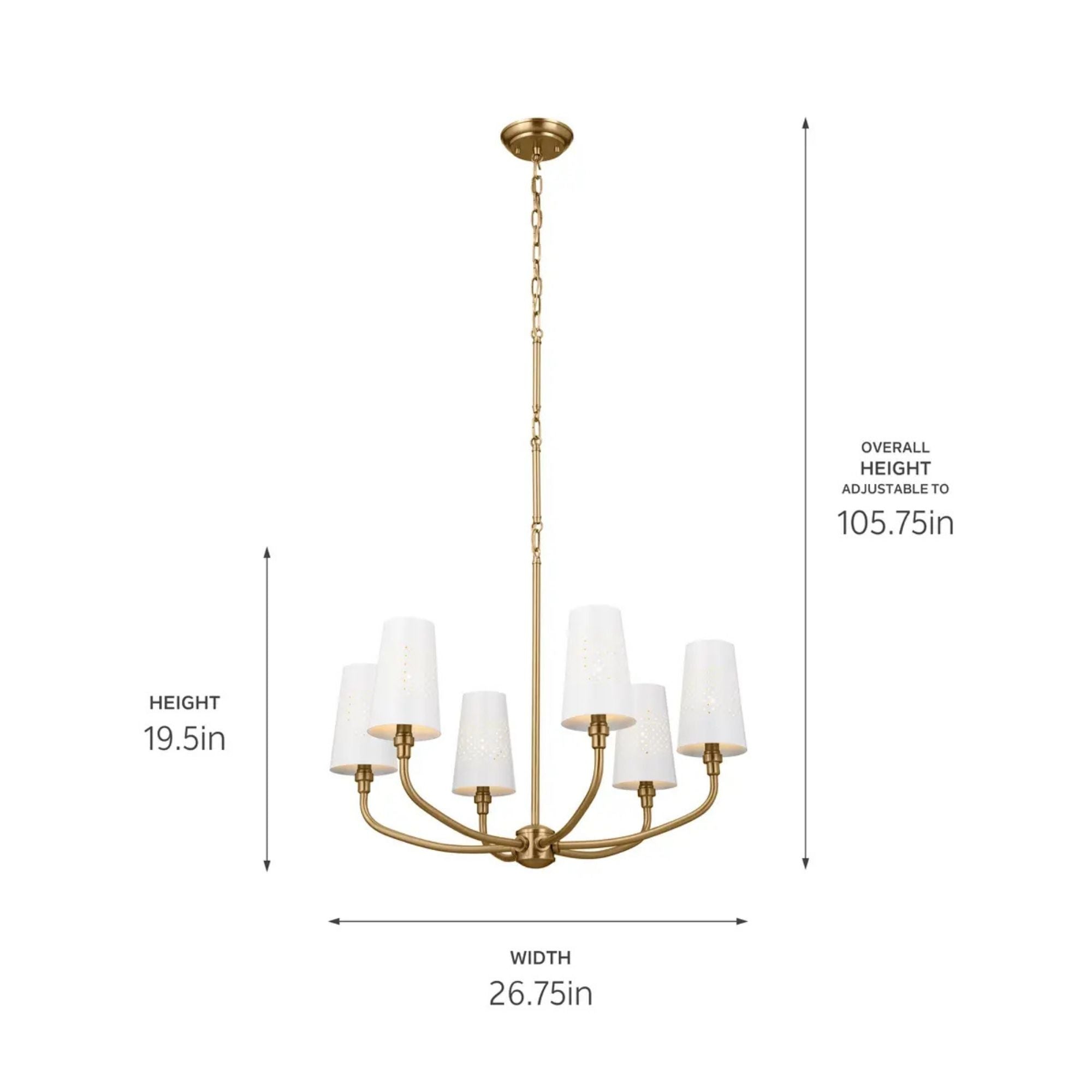 Adeena 27" 6-Light Chandelier, Brushed Natural Brass Finish