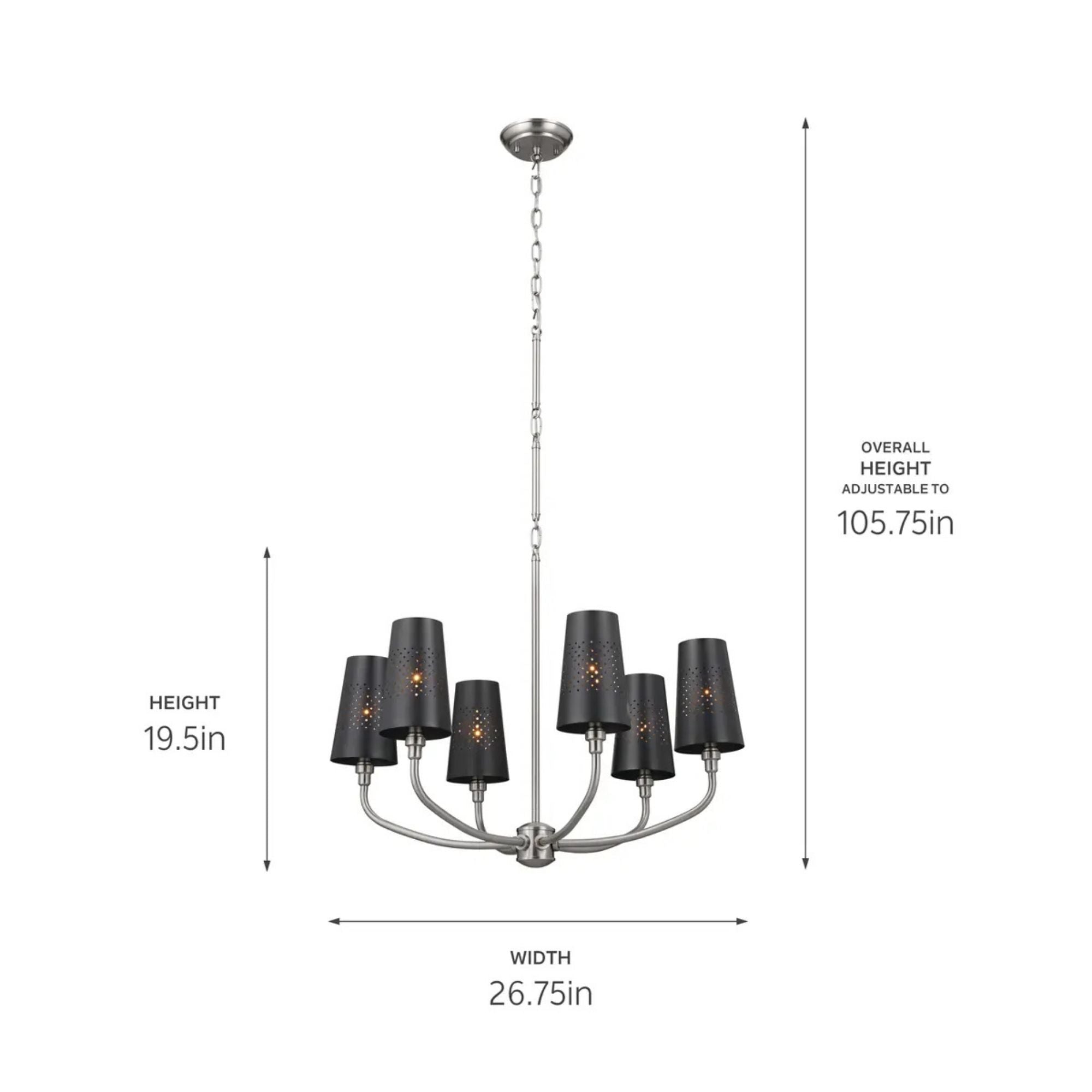 Adeena 27" 6-Light Chandelier, Classic Pewter Finish