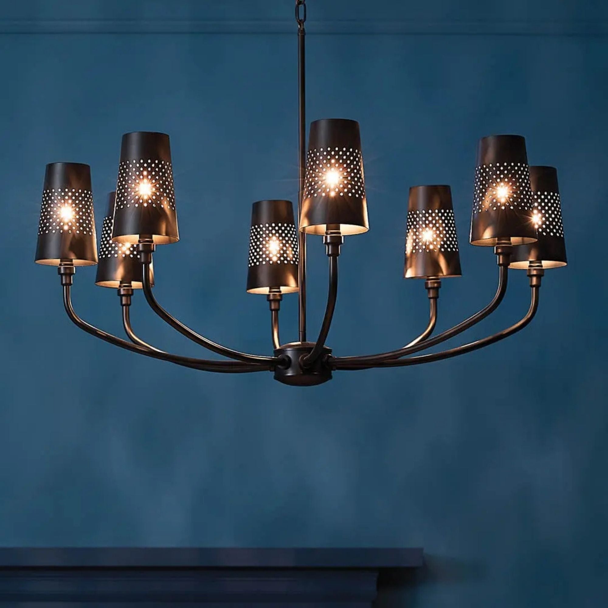 Adeena 37" 8-Light Chandelier, Black Finish