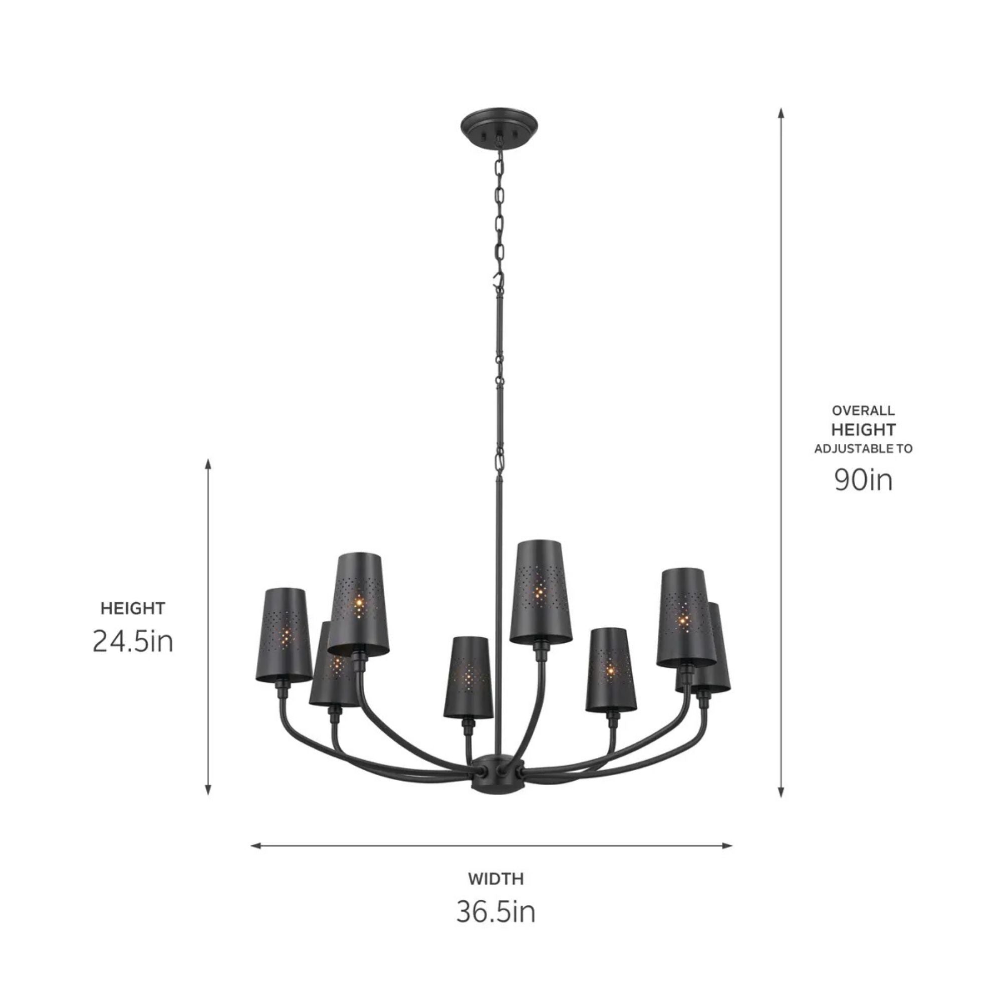 Adeena 37" 8-Light Chandelier, Black Finish