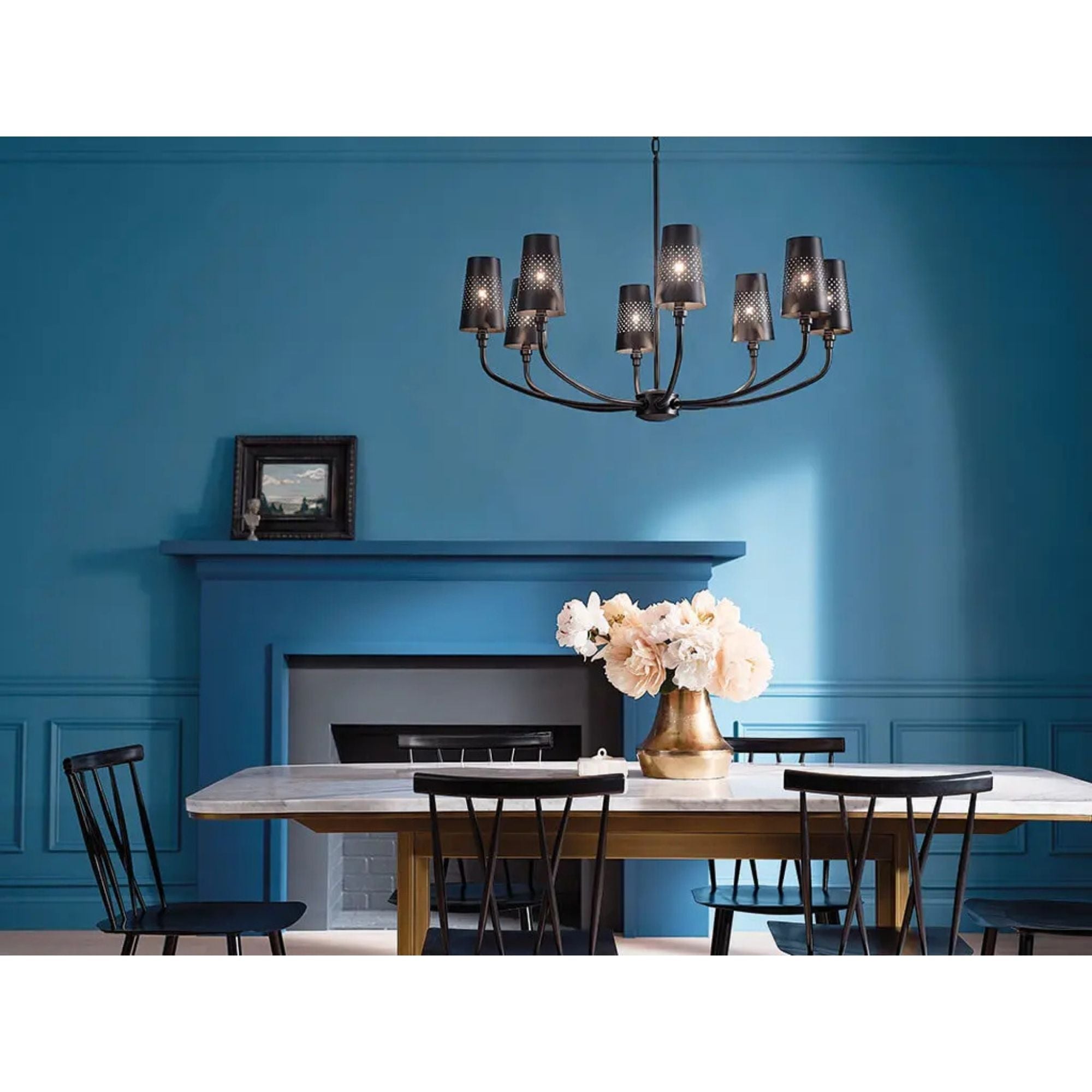 Adeena 37" 8-Light Chandelier, Black Finish
