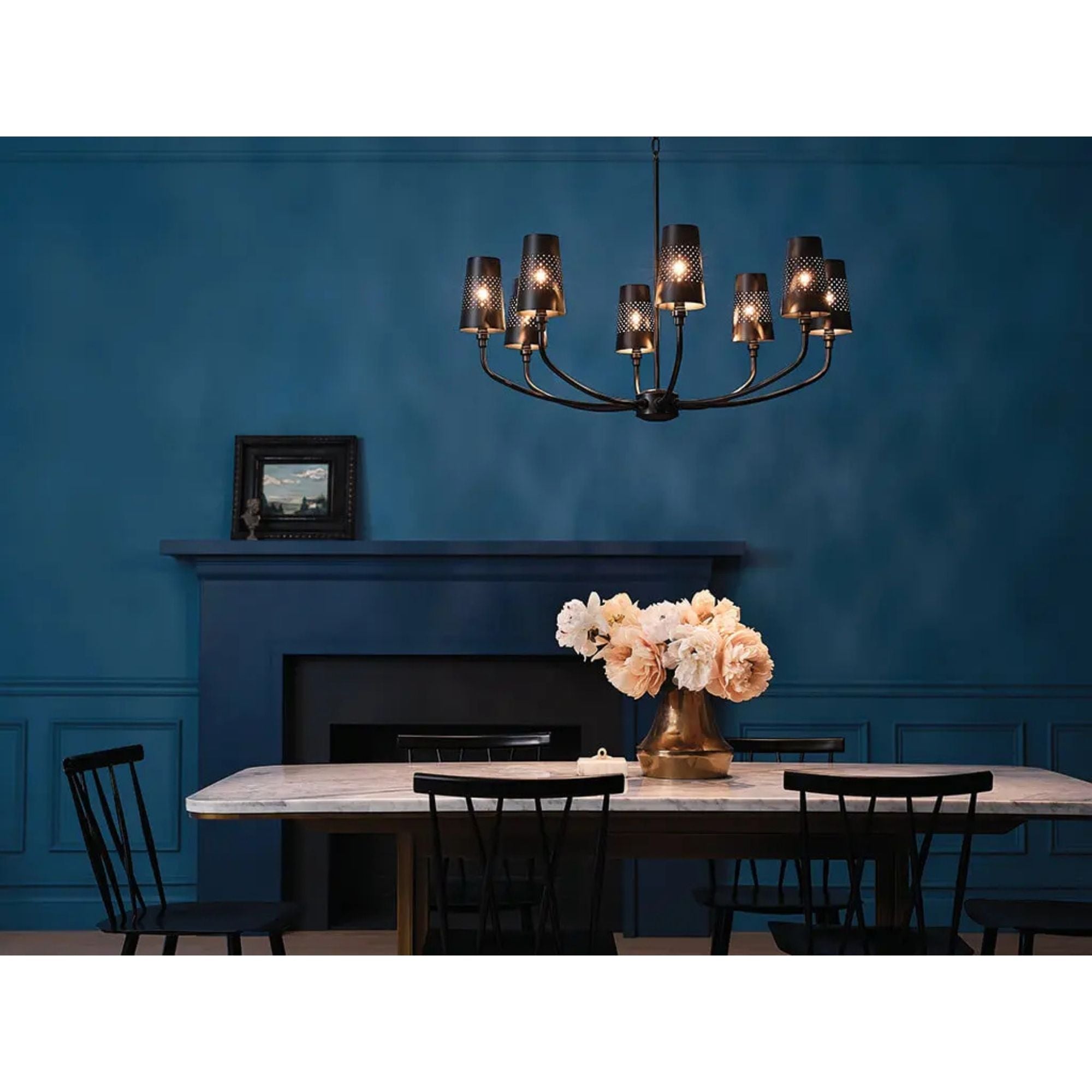 Adeena 37" 8-Light Chandelier, Black Finish