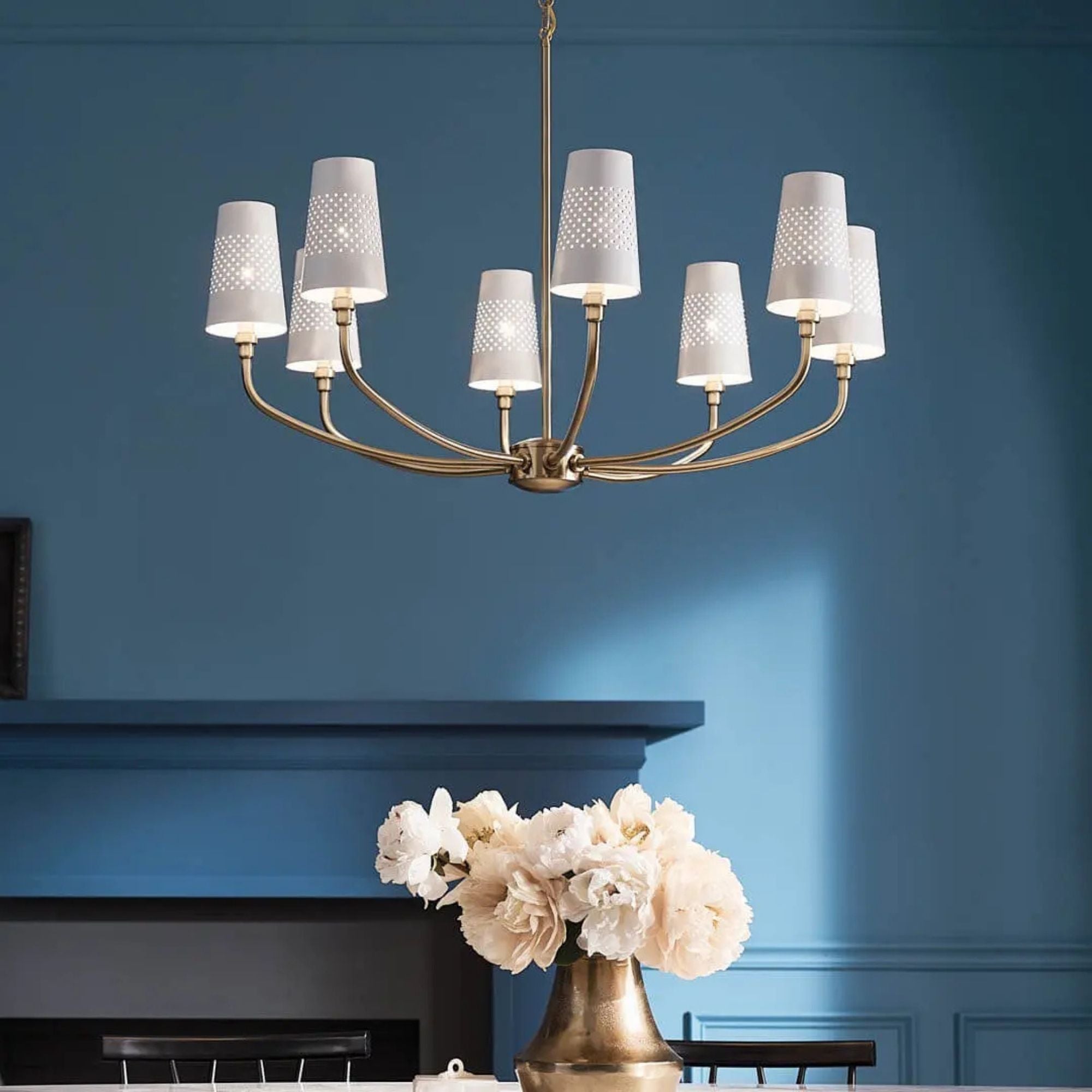 Adeena 37" 8-Light Chandelier, Brushed Natural Brass Finish
