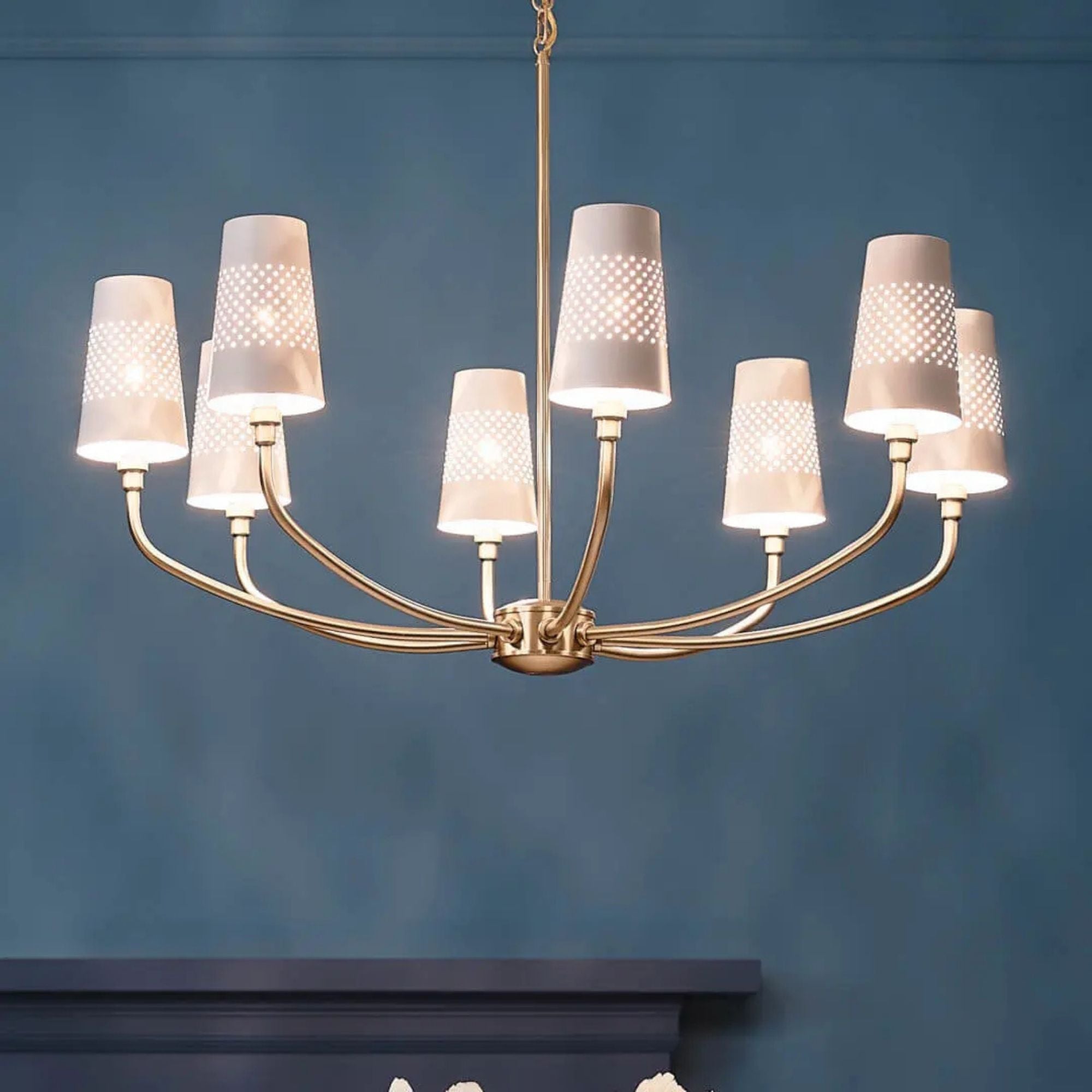 Adeena 37" 8-Light Chandelier, Brushed Natural Brass Finish