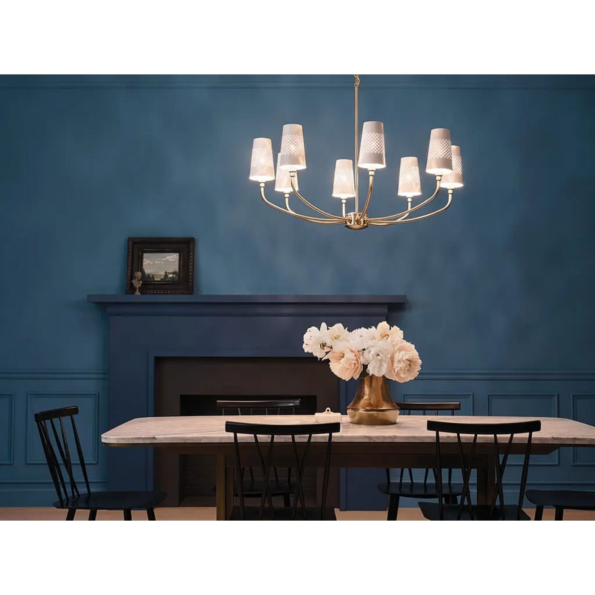 Adeena 37" 8-Light Chandelier, Brushed Natural Brass Finish