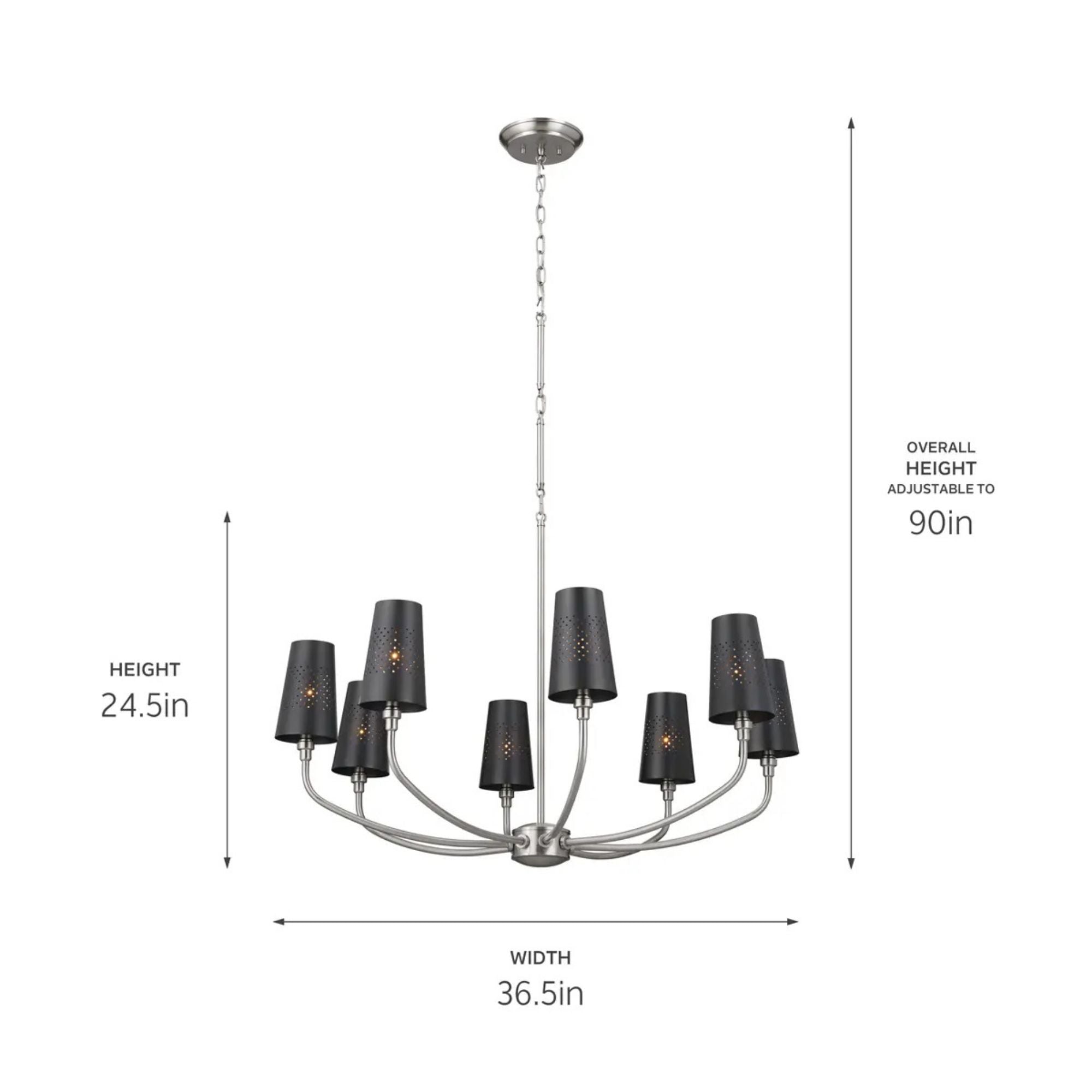 Adeena 37" 8-Light Chandelier, Classic Pewter Finish - Bees Lighting