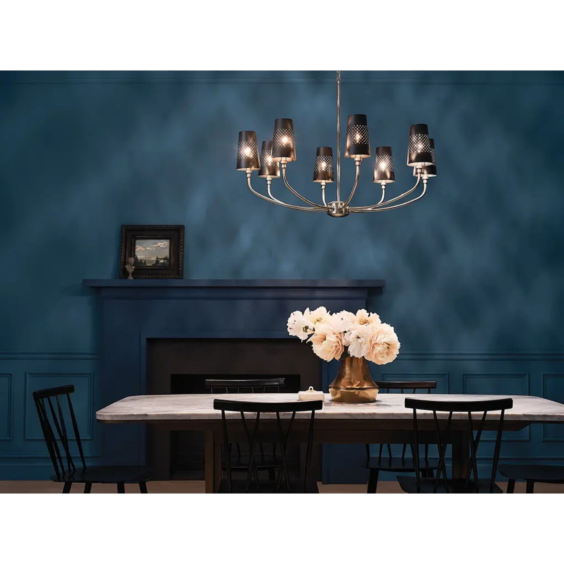 Adeena 37" 8-Light Chandelier, Classic Pewter Finish - Bees Lighting