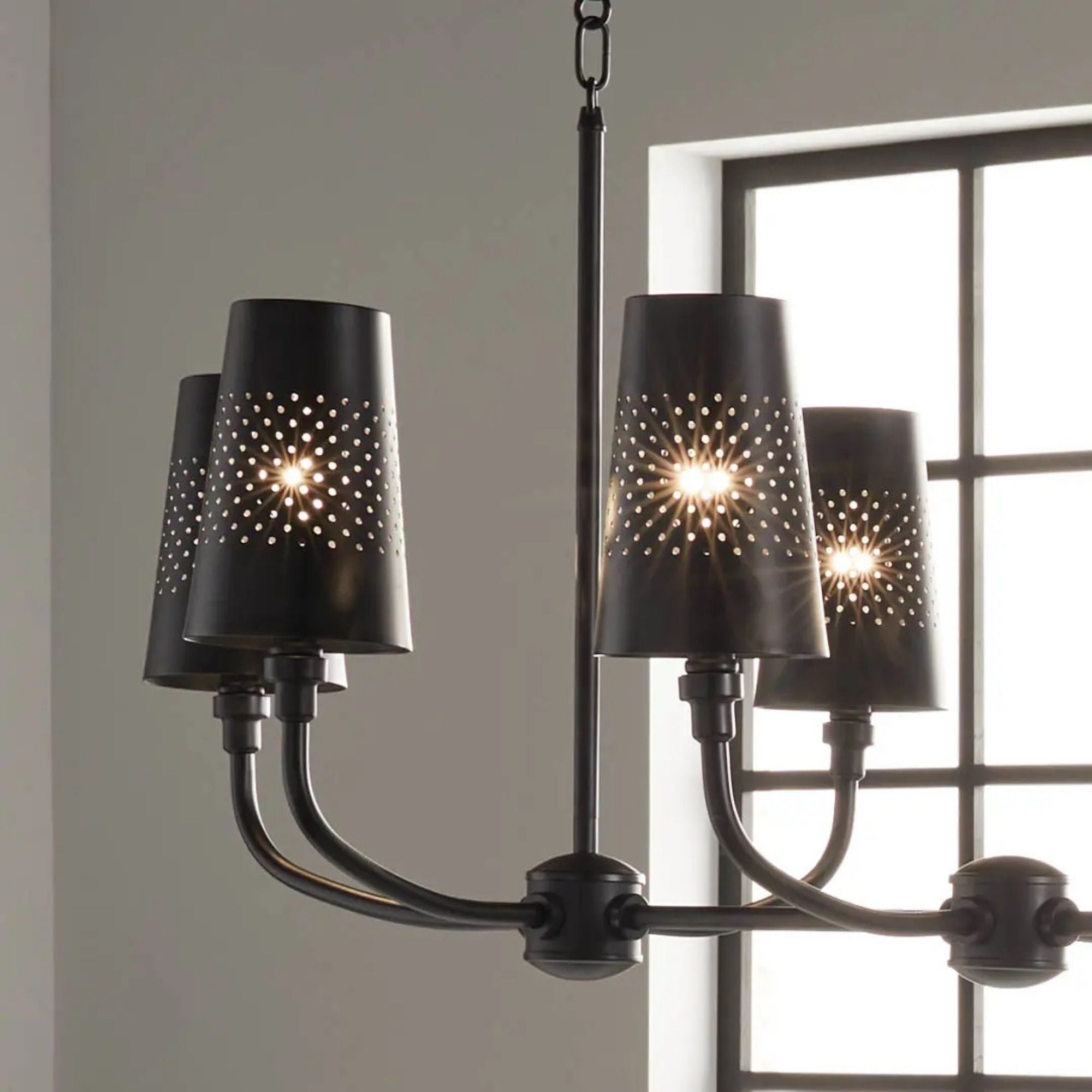 Adeena 47" 8-Light Linear Chandelier, Black Finish