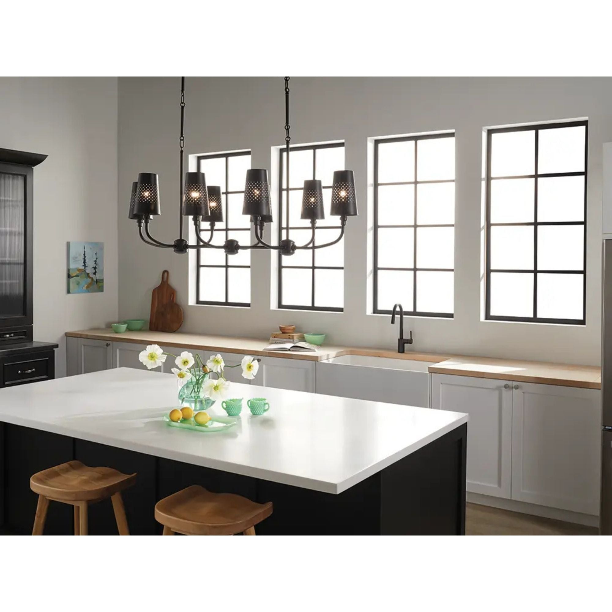 Adeena 47" 8-Light Linear Chandelier, Black Finish