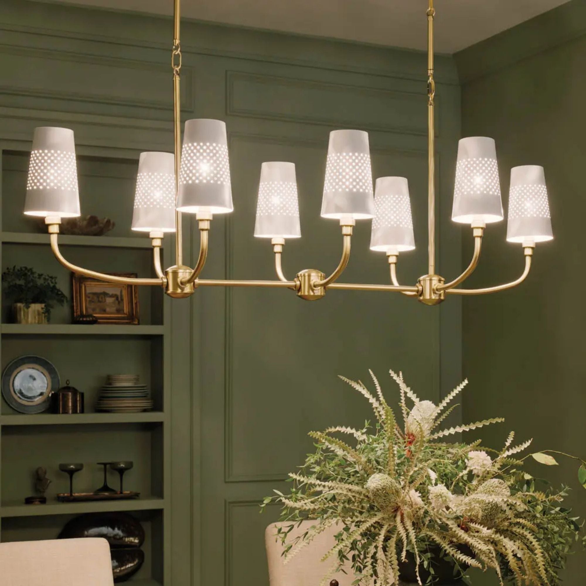 Adeena 47" 8-Light Linear Chandelier, Brushed Natural Brass Finish