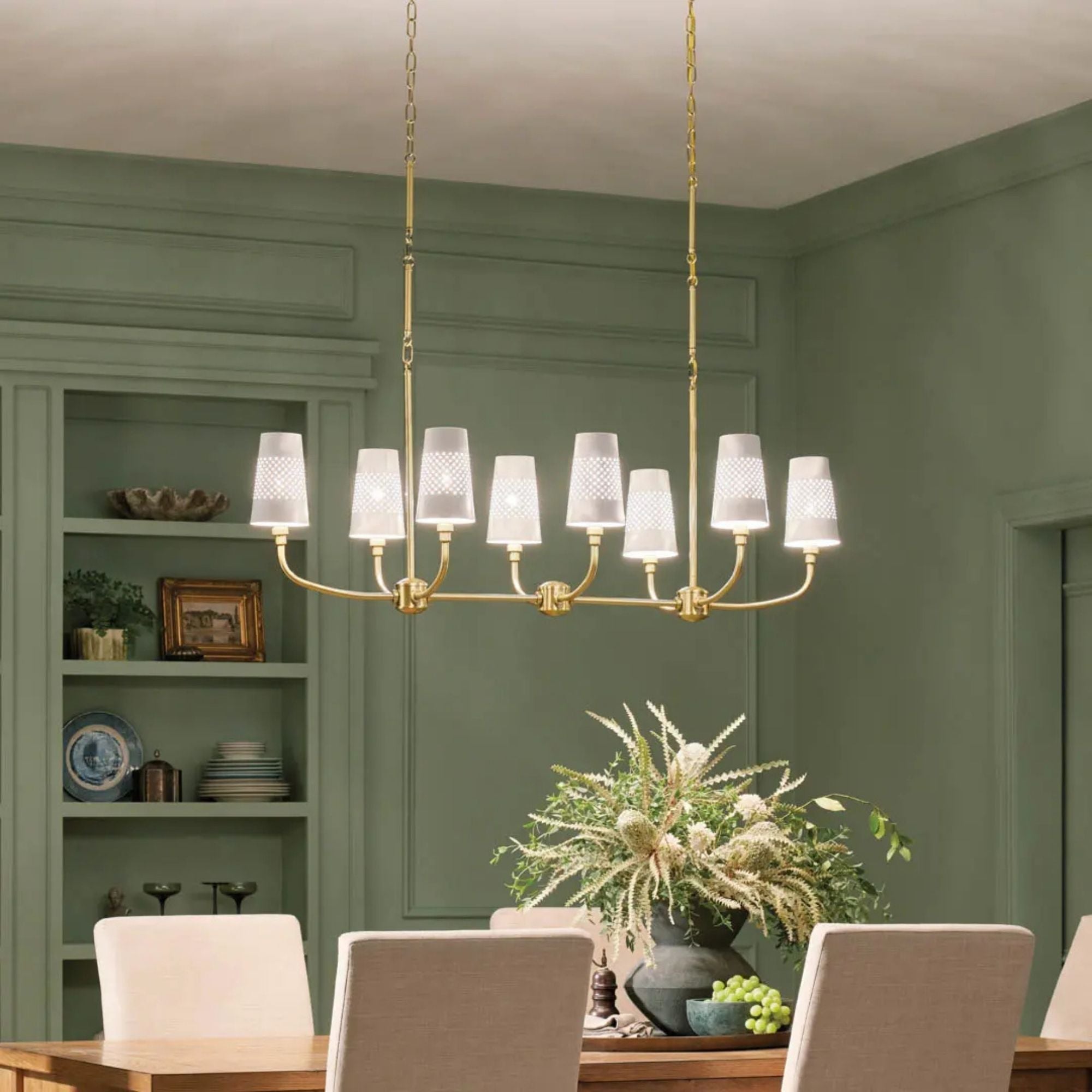 Adeena 47" 8-Light Linear Chandelier, Brushed Natural Brass Finish