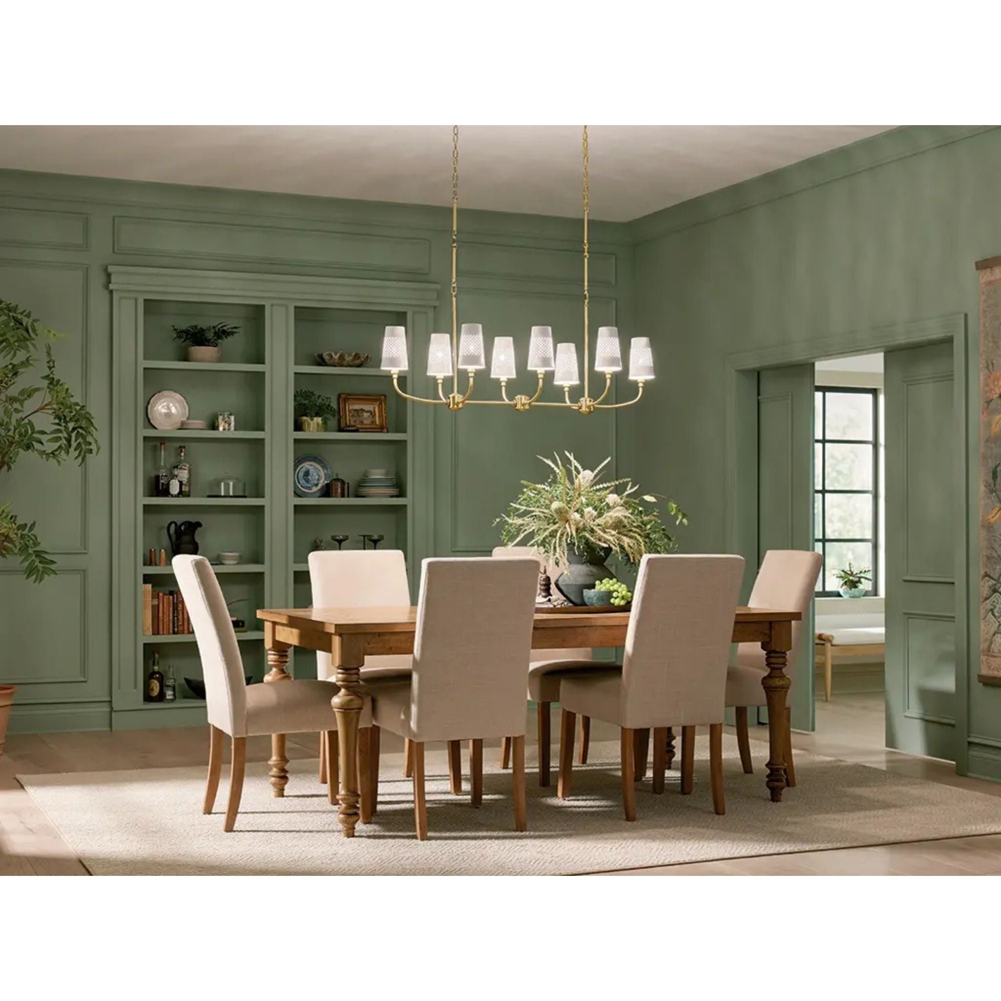 Adeena 47" 8-Light Linear Chandelier, Brushed Natural Brass Finish