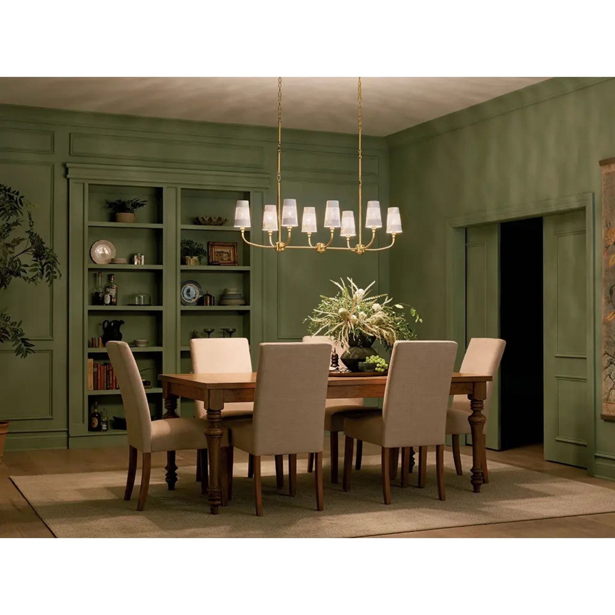 Adeena 47" 8-Light Linear Chandelier, Brushed Natural Brass Finish