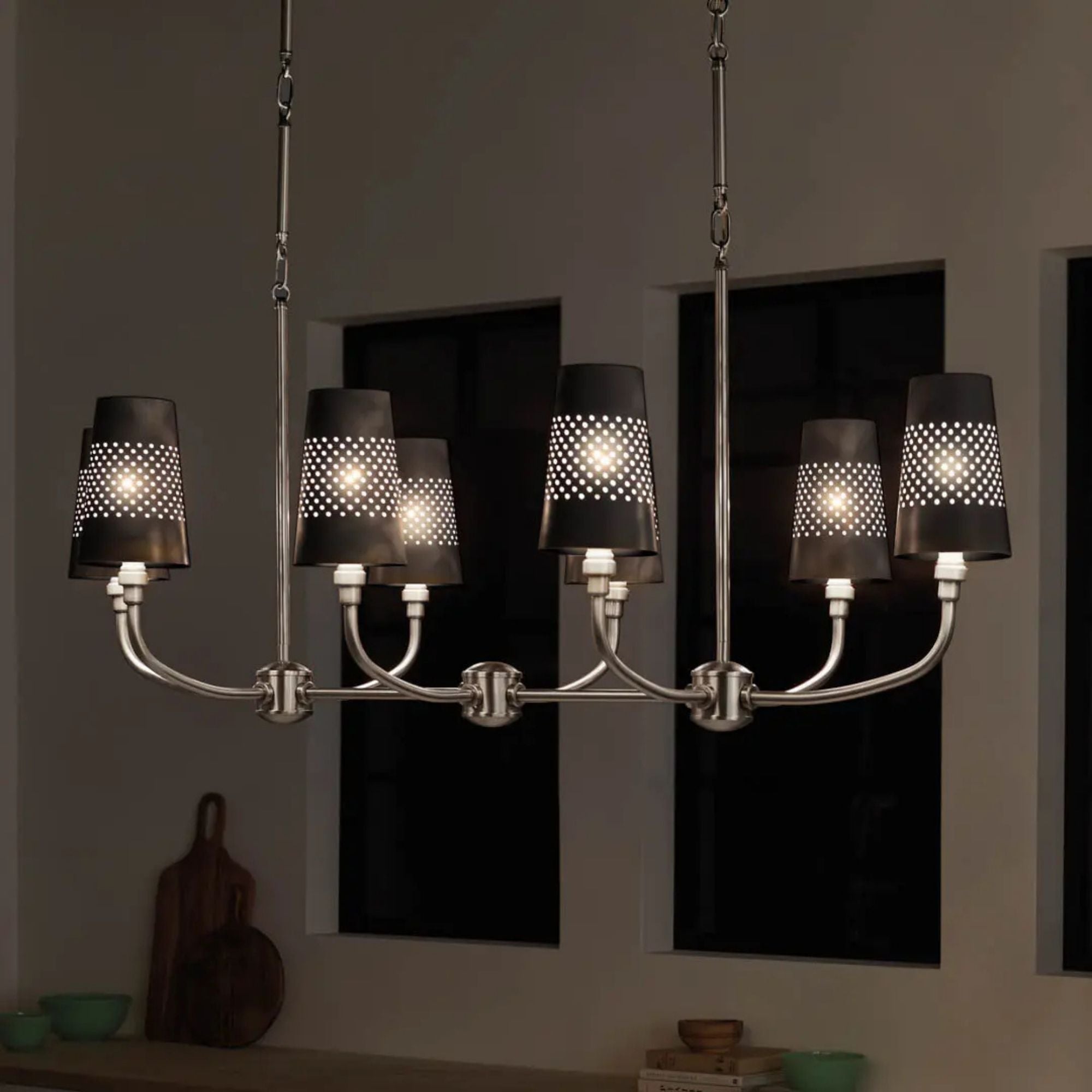 Adeena 47" 8-Light Linear Chandelier, Classic Pewter Finish
