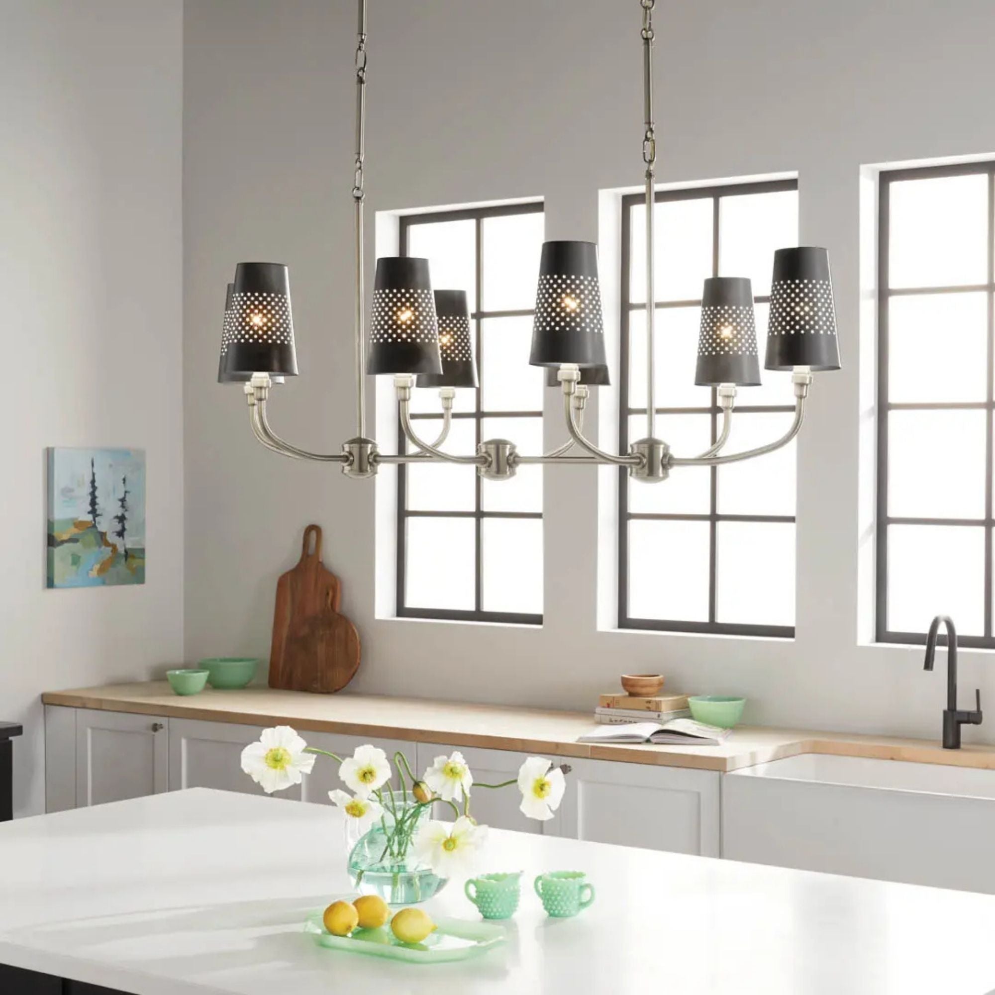Adeena 47" 8-Light Linear Chandelier, Classic Pewter Finish