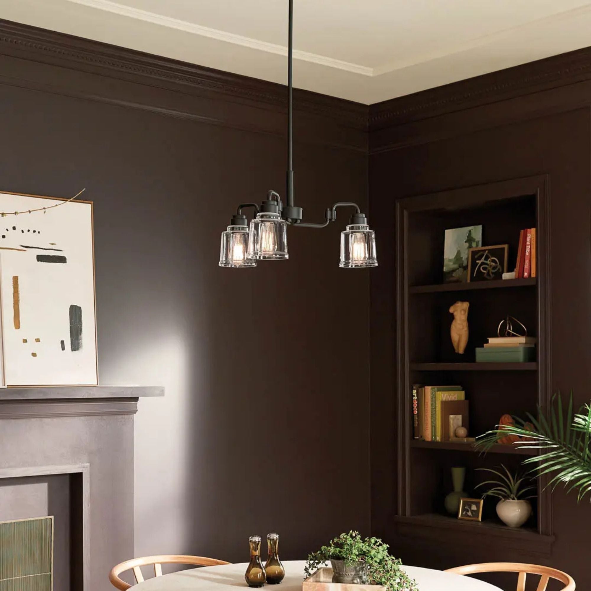 Aivian 23" 3-Light Chandelier, Black Finish