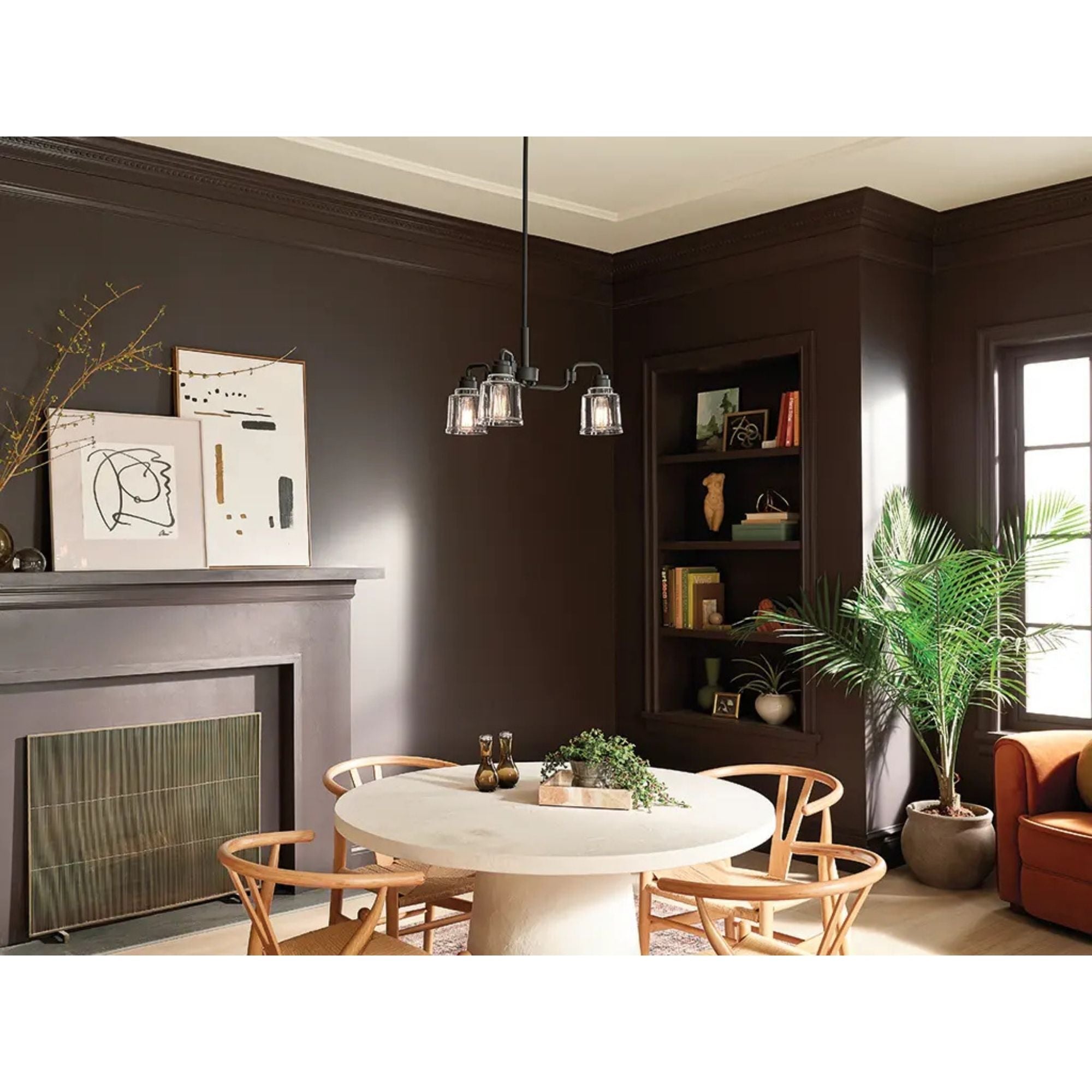Aivian 23" 3-Light Chandelier, Black Finish