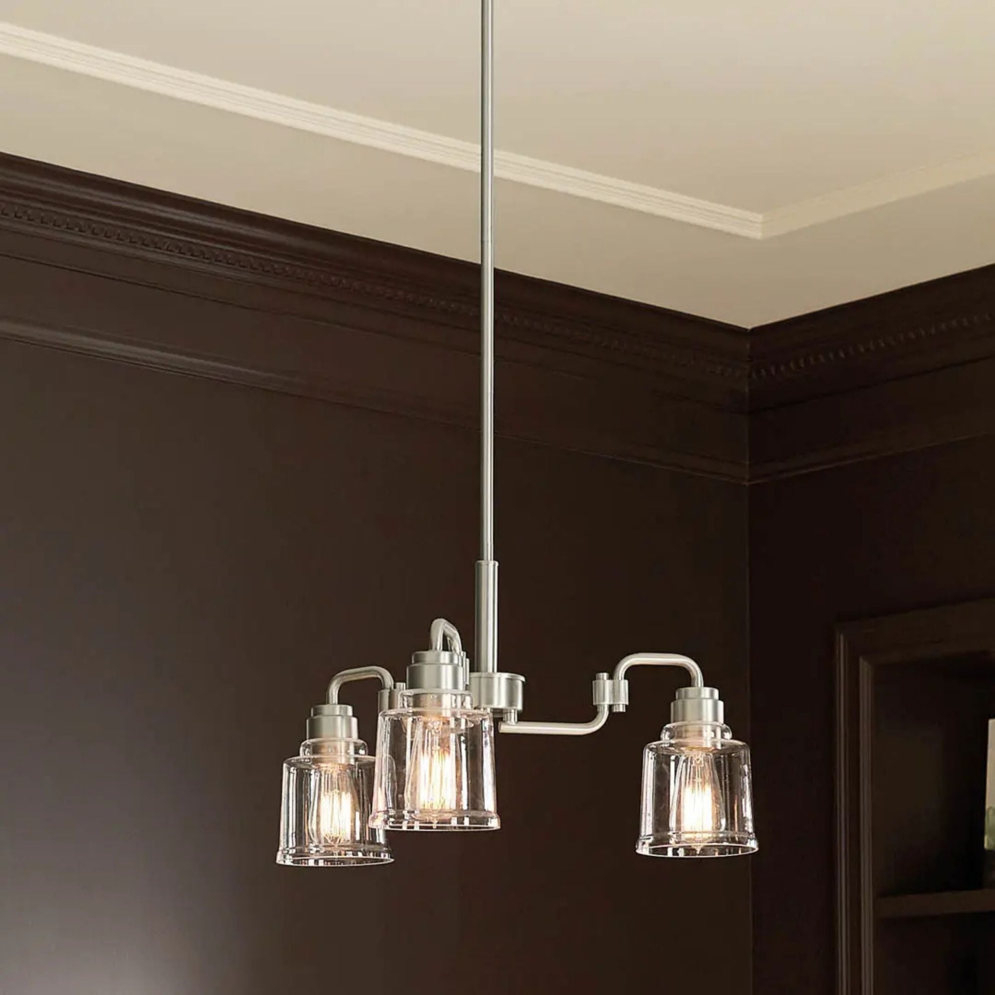 Aivian 23" 3-Light Chandelier, Nickel Textured Finish