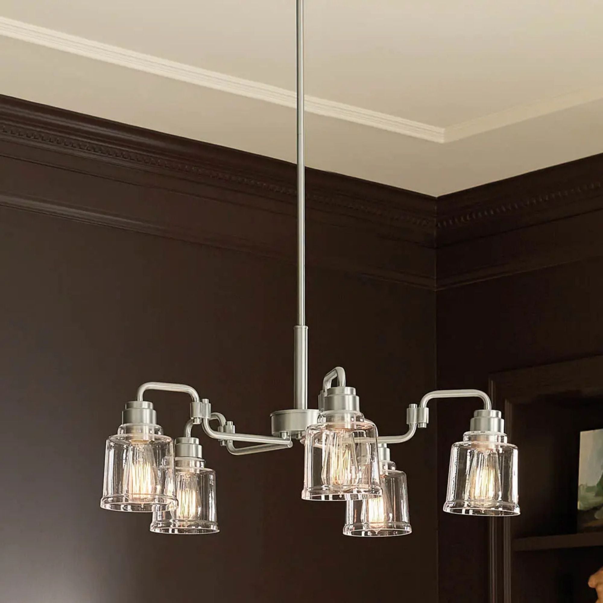 Aivian 30" 5-Light Chandelier, Nickel Textured Finish - Bees Lighting