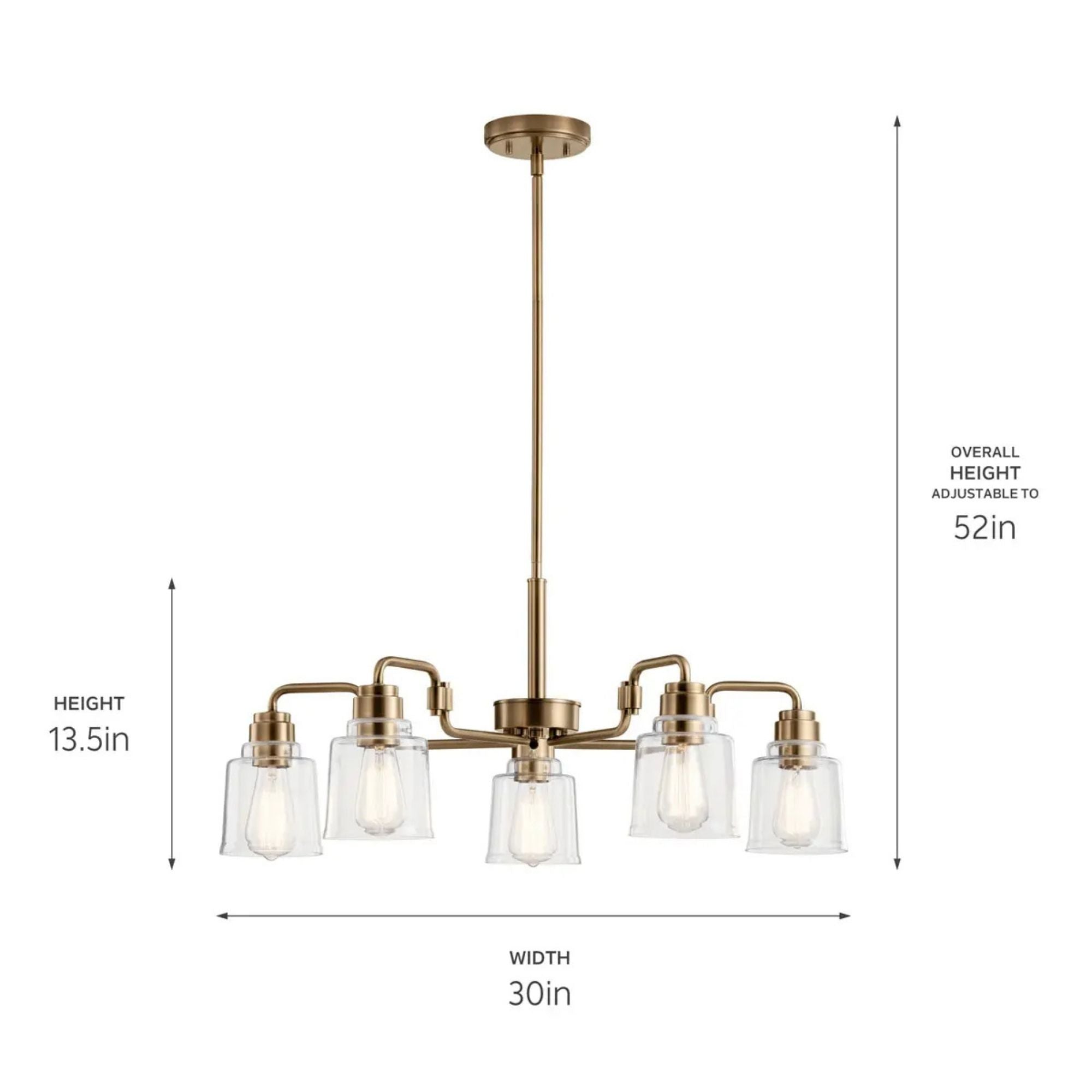 Aivian 30" 5-Light Chandelier, Nickel Textured Finish - Bees Lighting